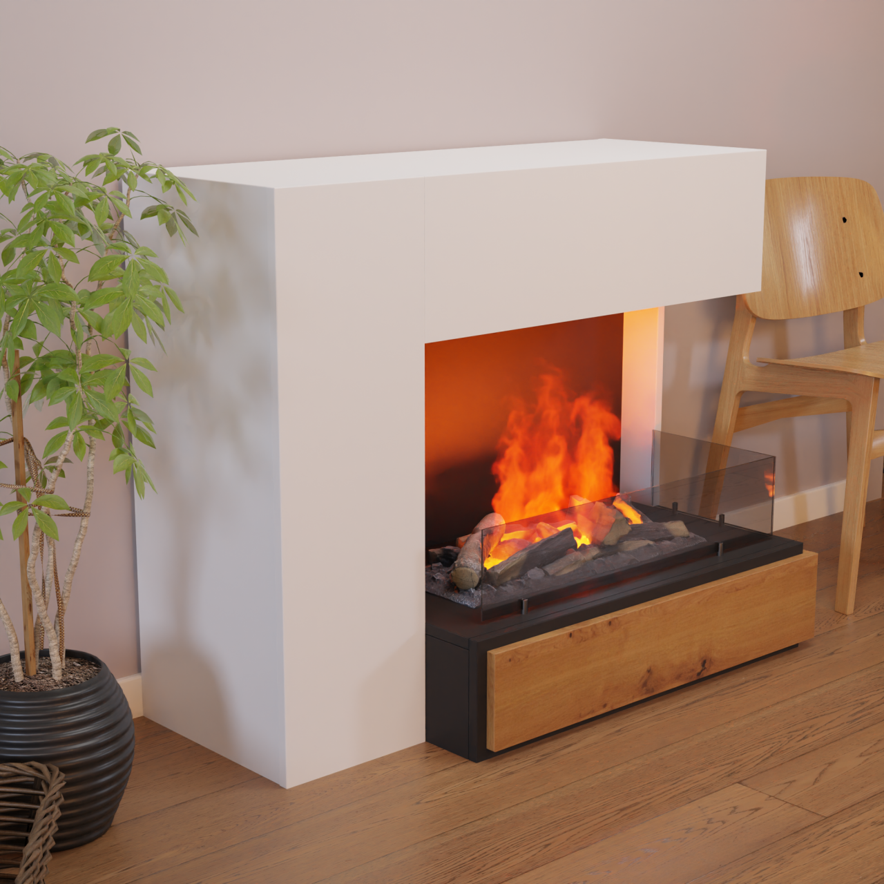 Glow Fire Planck Hoch Linksoffen Weiß Elektrokamin mit Wasserdampf