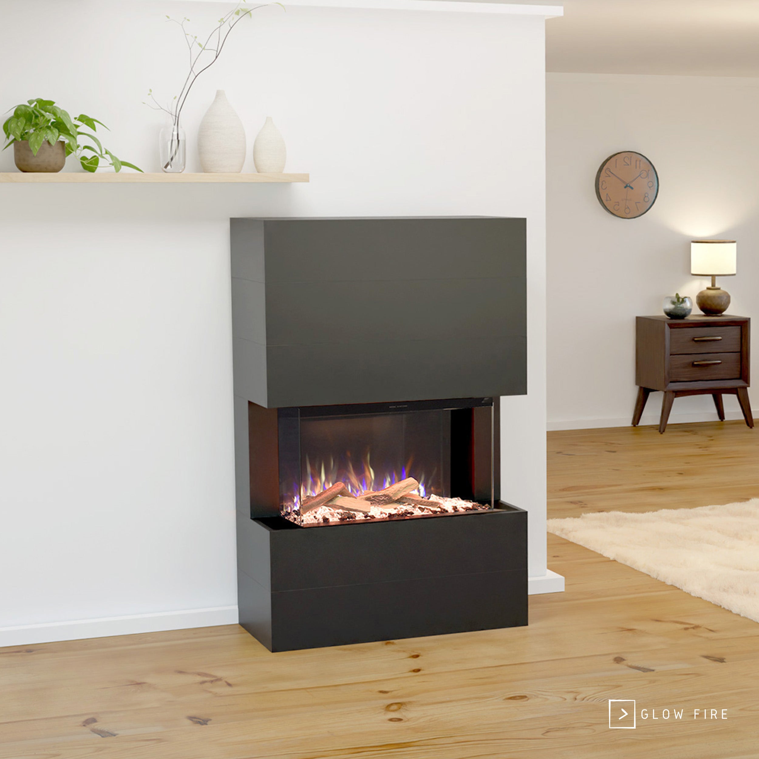 Glow Fire Portia camino elettrico a 3 lati E-Motion 3D