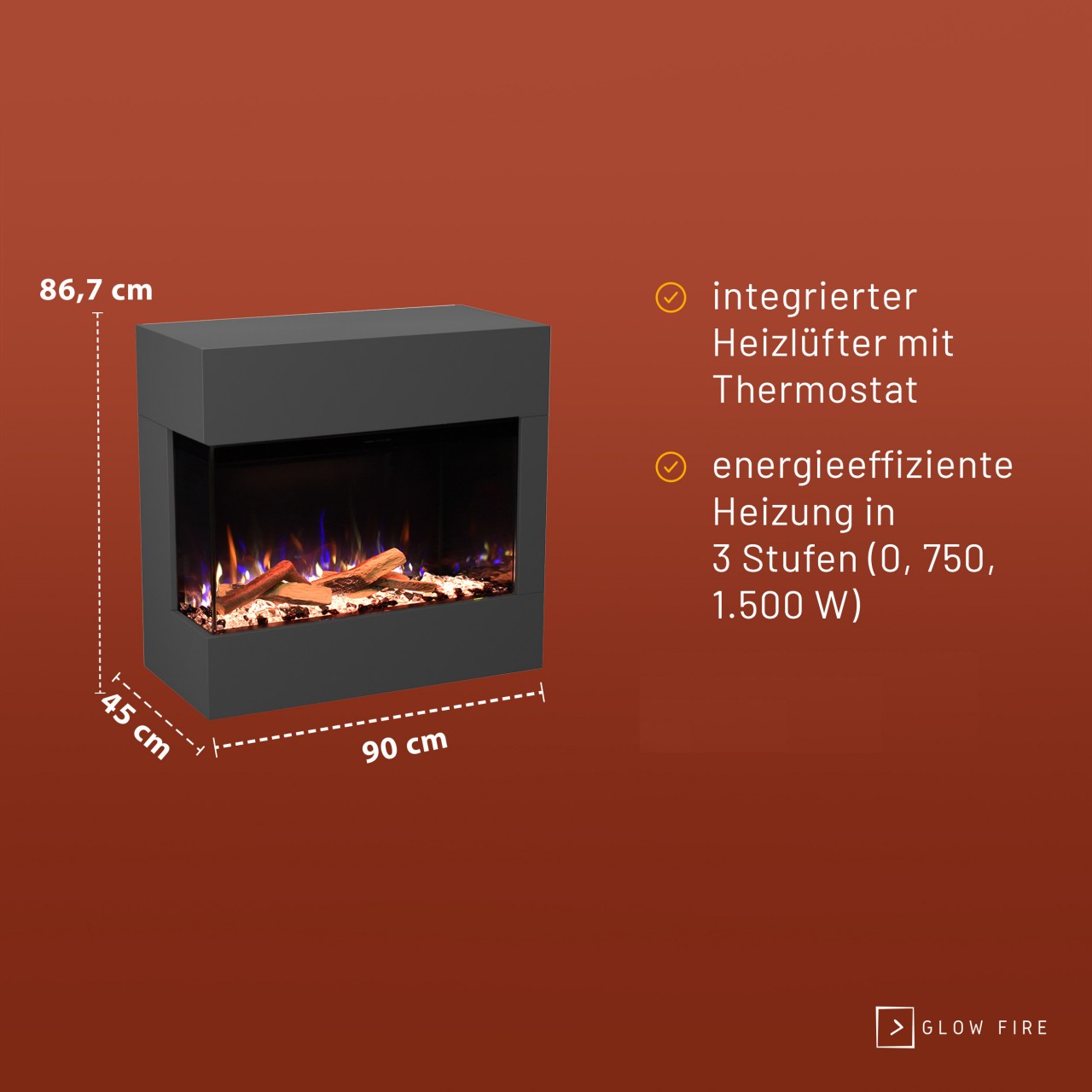 Glow Fire Portia Mini Grau Elektrokamin