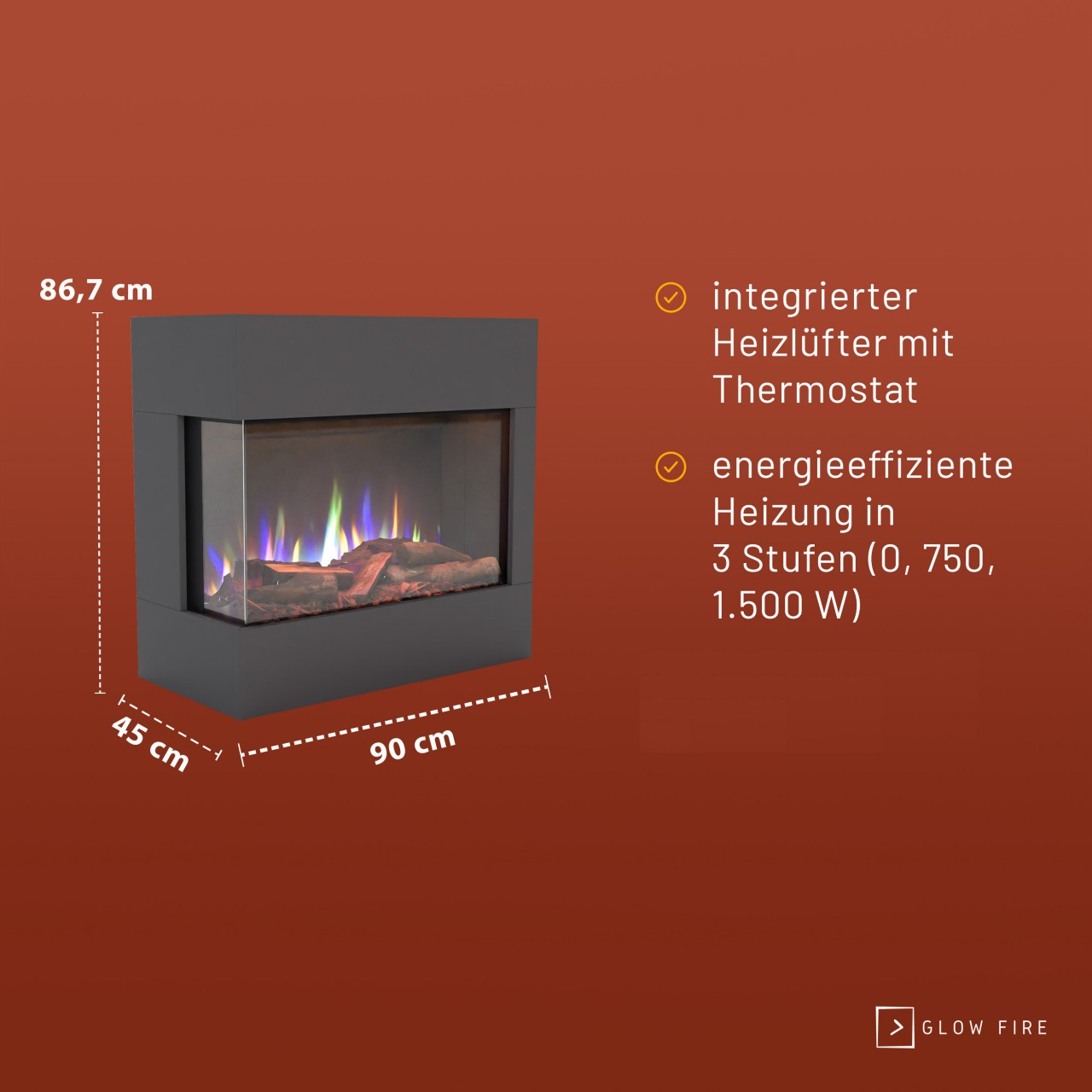 Glow Fire Portia Mini Grau Elektrokamin