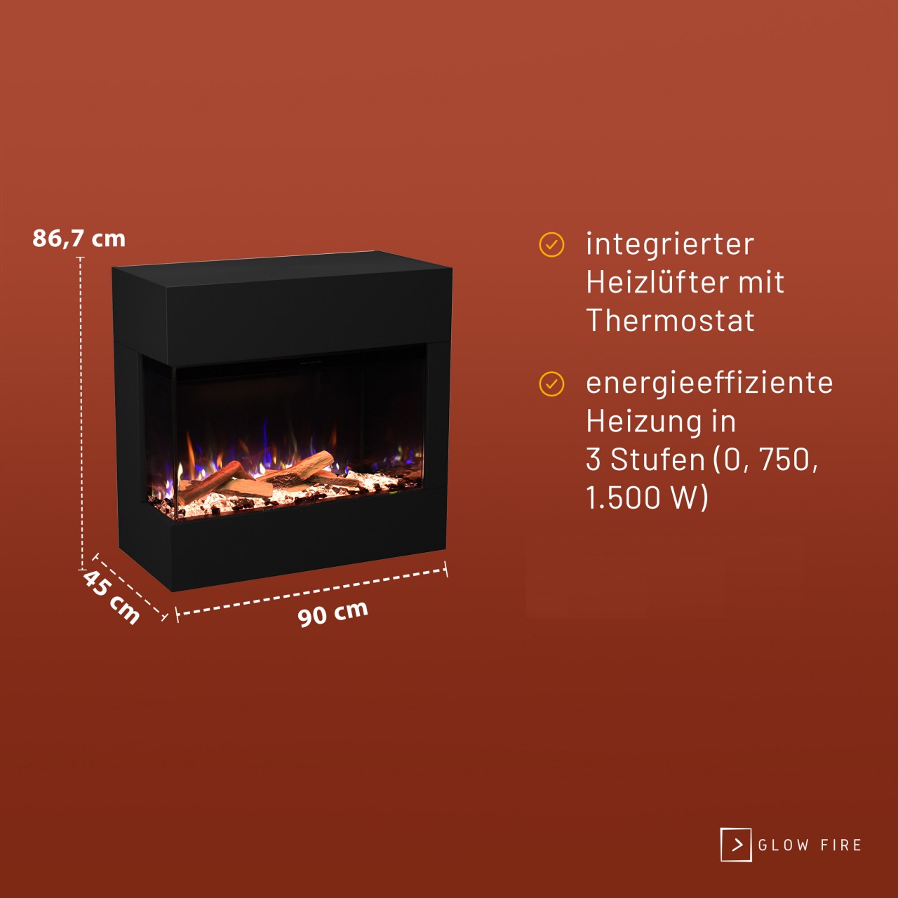 Glow Fire Portia Mini Schwarz Elektrokamin