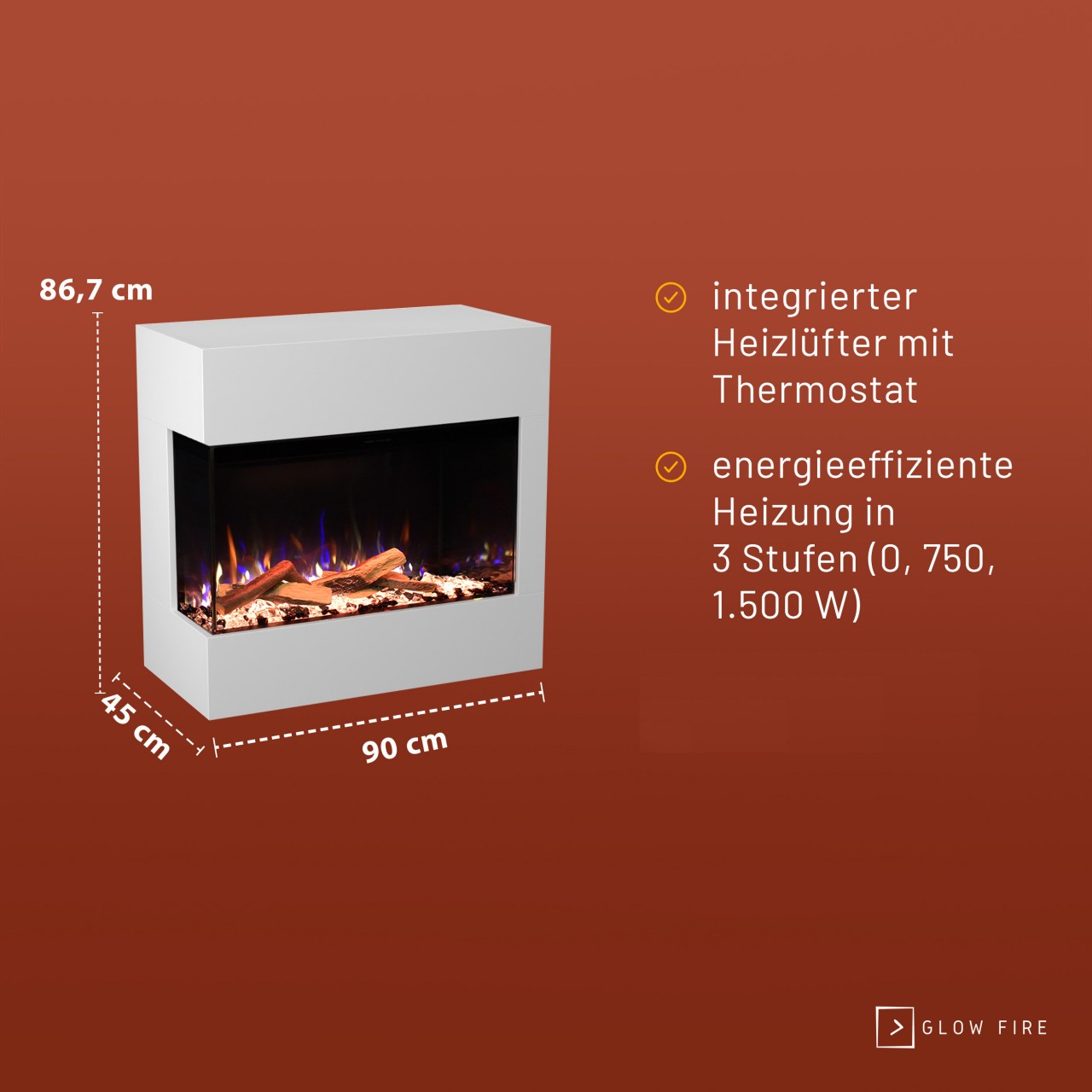 Glow Fire Portia Mini Weiß Elektrokamin