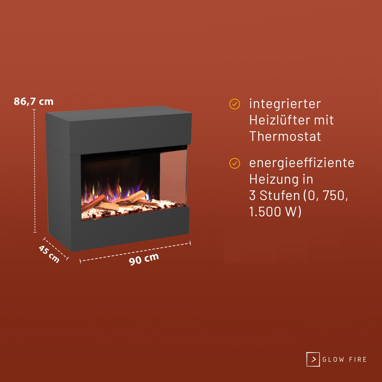 Glow Fire Portia Mini Grau Elektrokamin