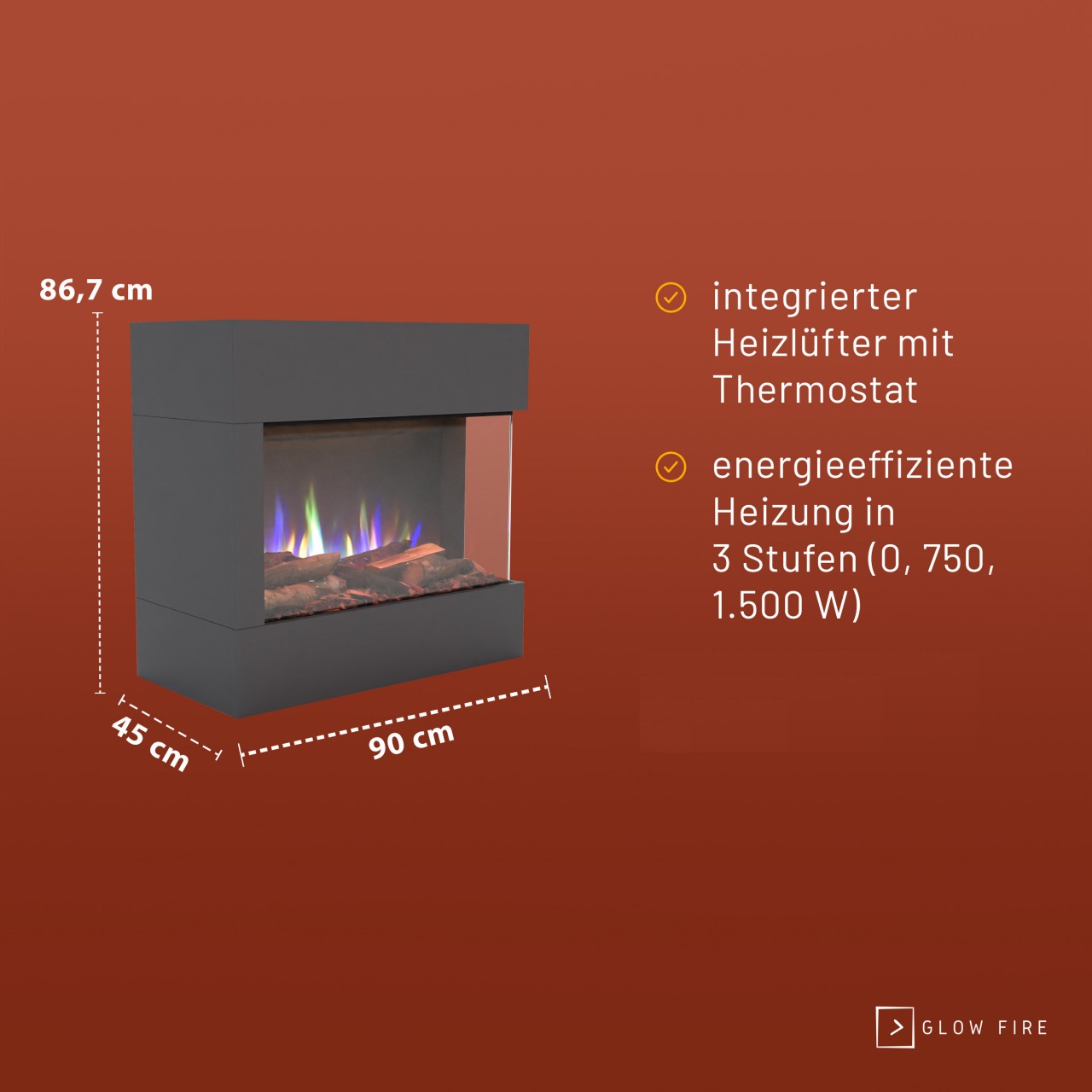 Glow Fire Portia Mini Grau Elektrokamin