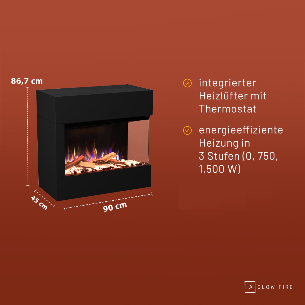 Glow Fire Portia Mini Schwarz Elektrokamin