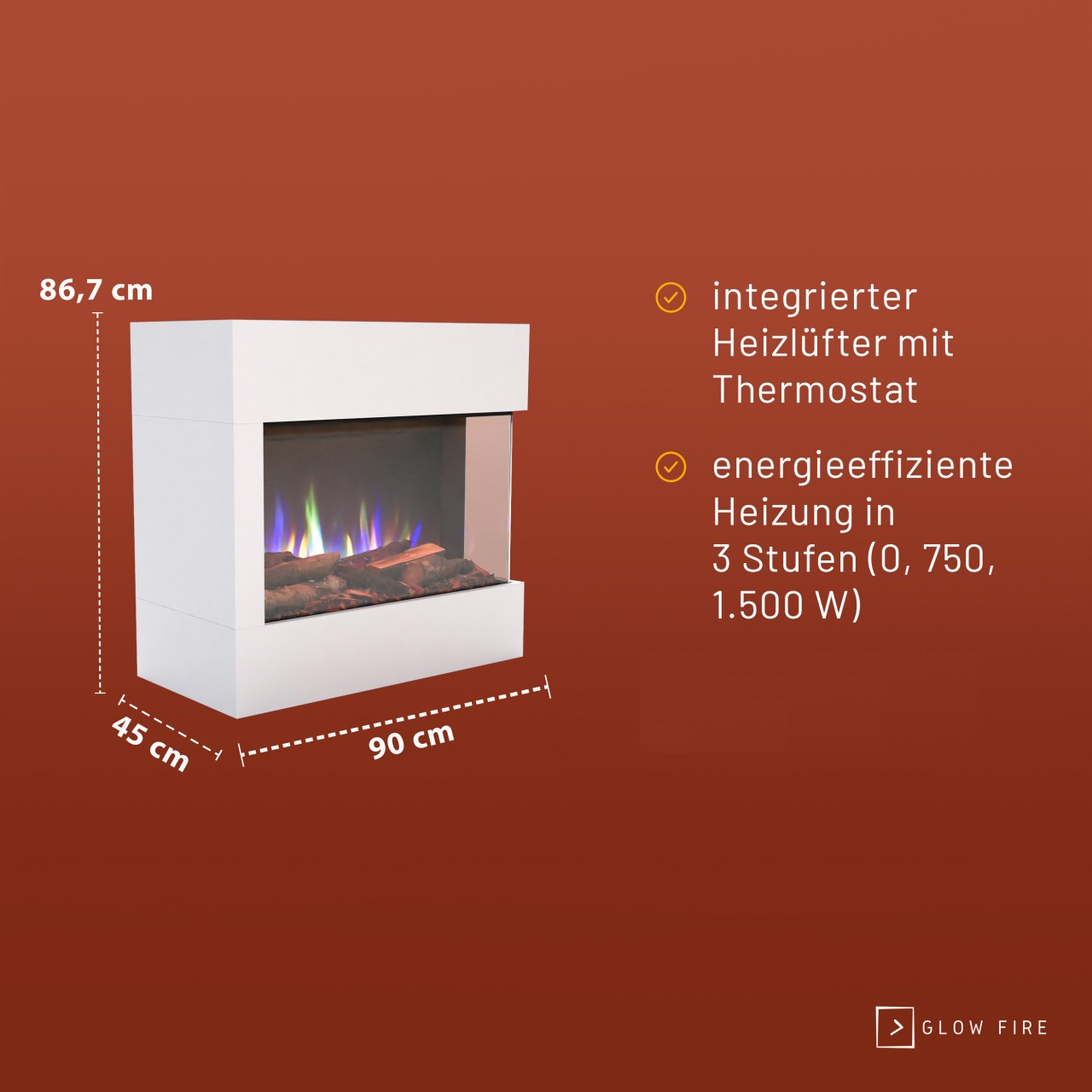 Glow Fire Portia Mini Weiß Elektrokamin