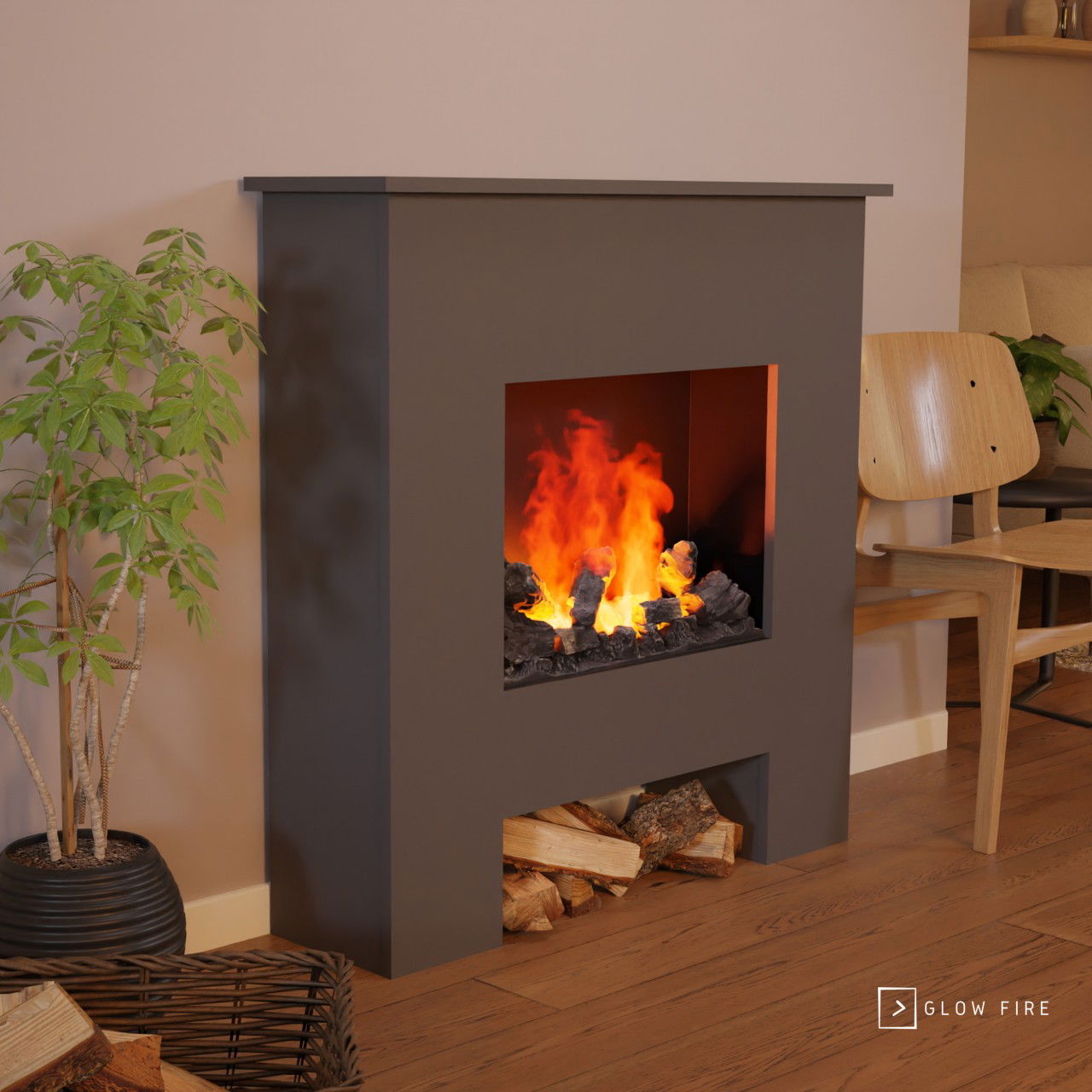 Glow Fire Poseidon Opti Myst Grau Elektrokamin mit Wasserdampf