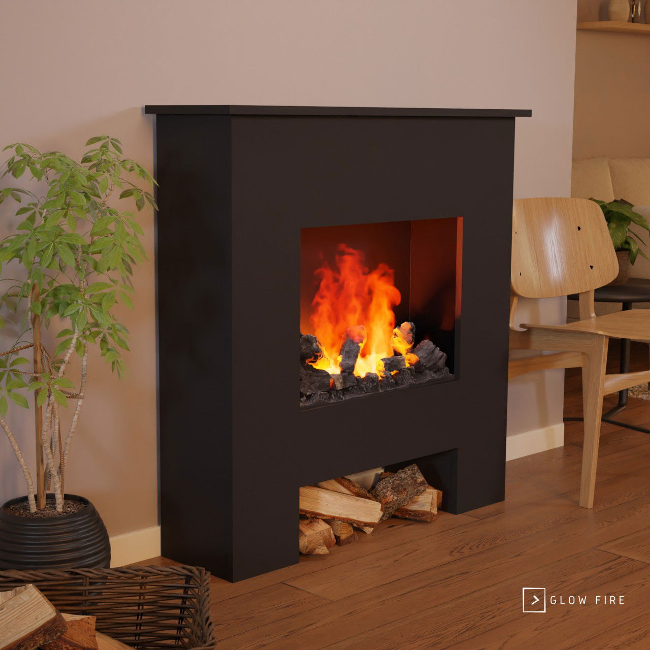 Glow Fire Poseidon Opti Myst Schwarz Elektrokamin mit Wasserdampf