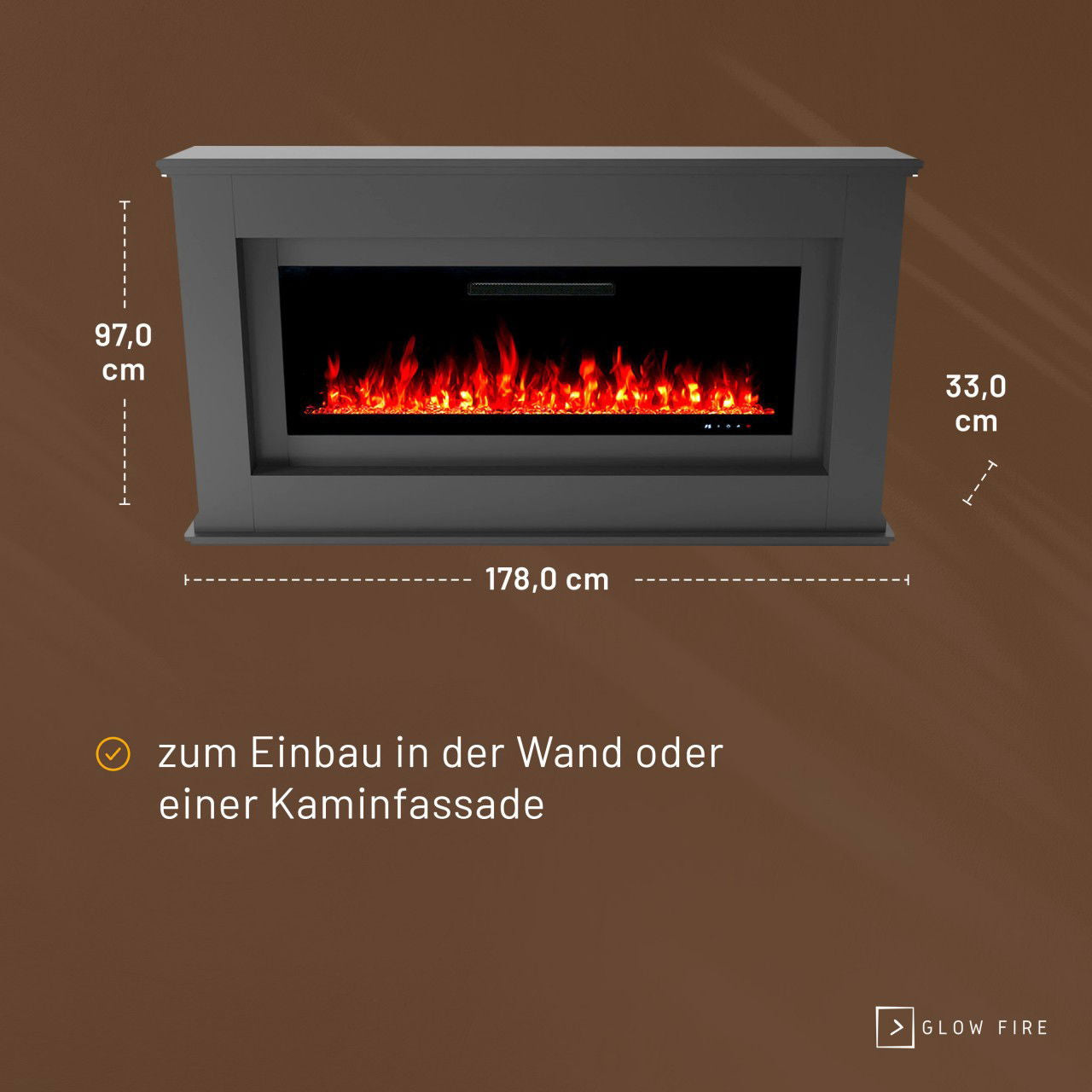 Glow Fire Rhea Grau Elektrokamin
