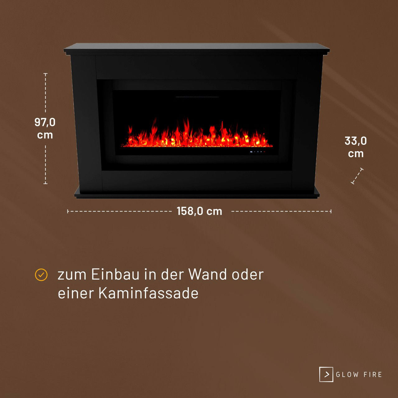 Glow Fire Rhea Schwarz Elektrokamin