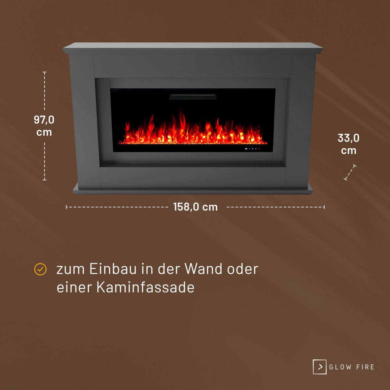 Glow Fire Rhea Grau Elektrokamin