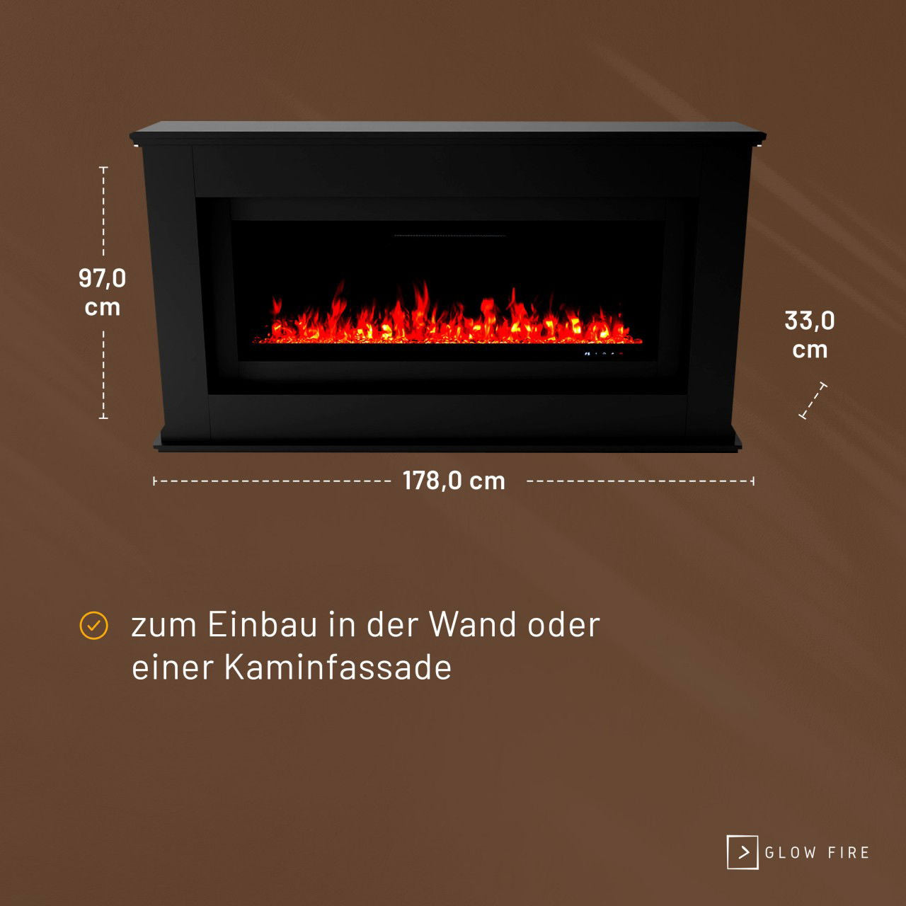 Glow Fire Rhea Schwarz Elektrokamin