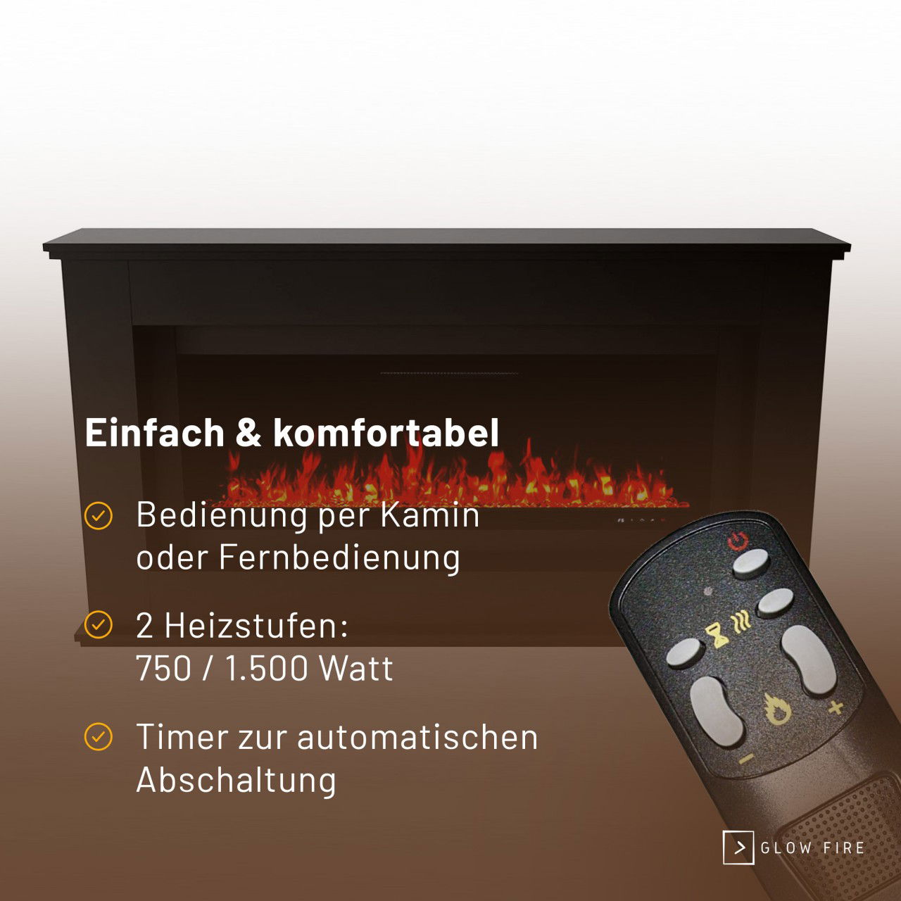 Glow Fire Rhea Schwarz Elektrokamin