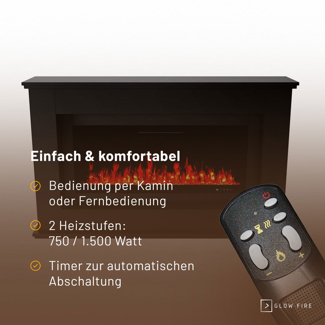 Glow Fire Rhea Schwarz Elektrokamin