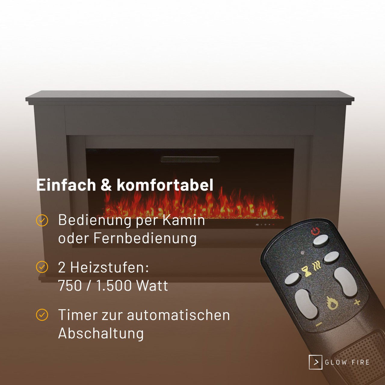 Glow Fire Rhea Grau Elektrokamin