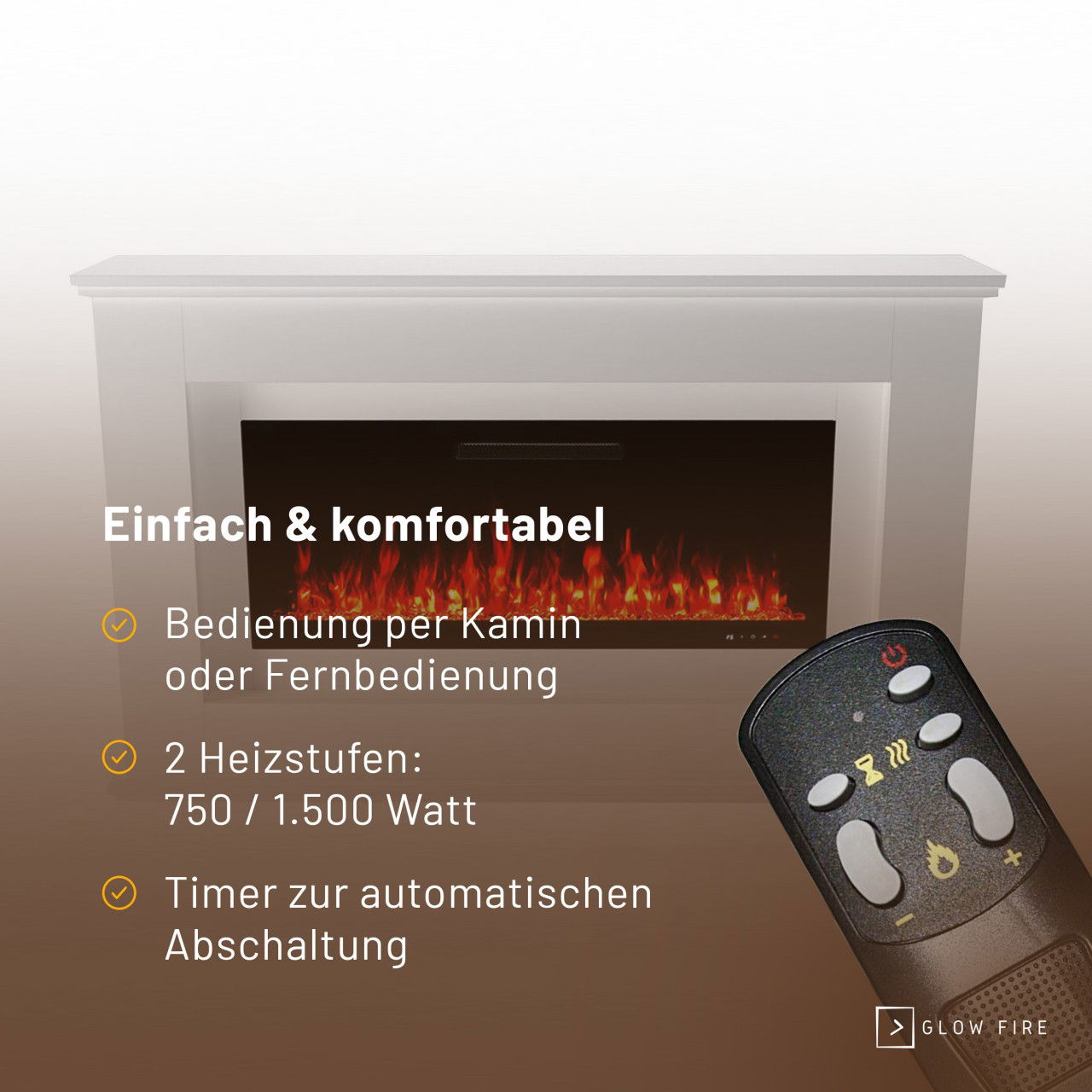 Glow Fire Rhea Weiß Elektrokamin