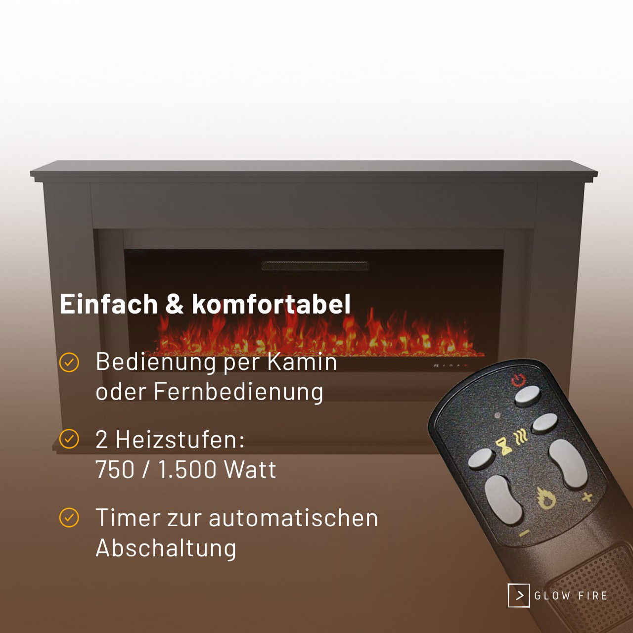 Glow Fire Rhea Grau Elektrokamin