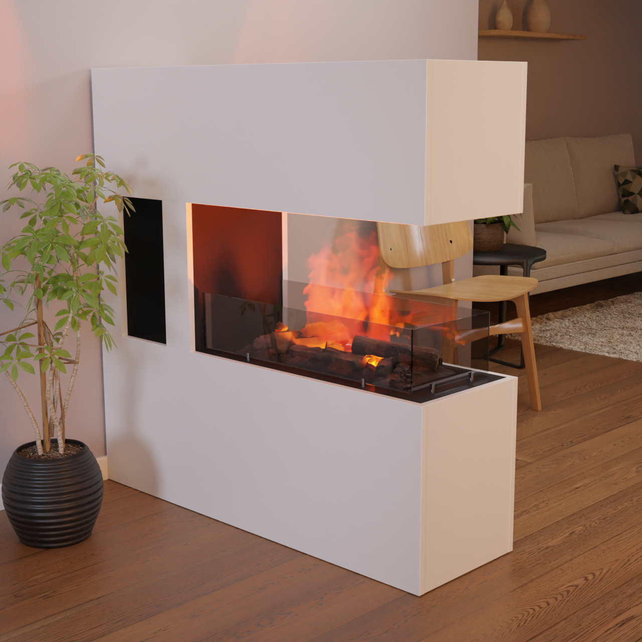 Glow Fire Schiller Pocket Weiß Elektrokamin mit Wasserdampf