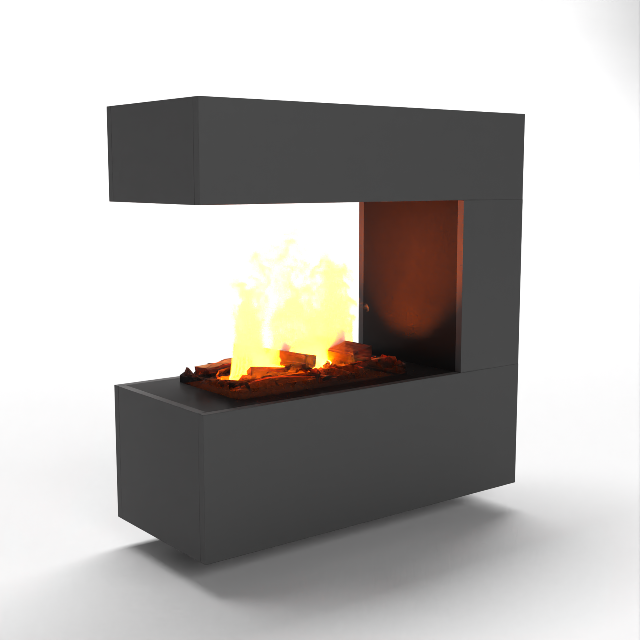 Glow Fire Schiller Hängekamin Grau Elektrokamin mit Wasserdampf