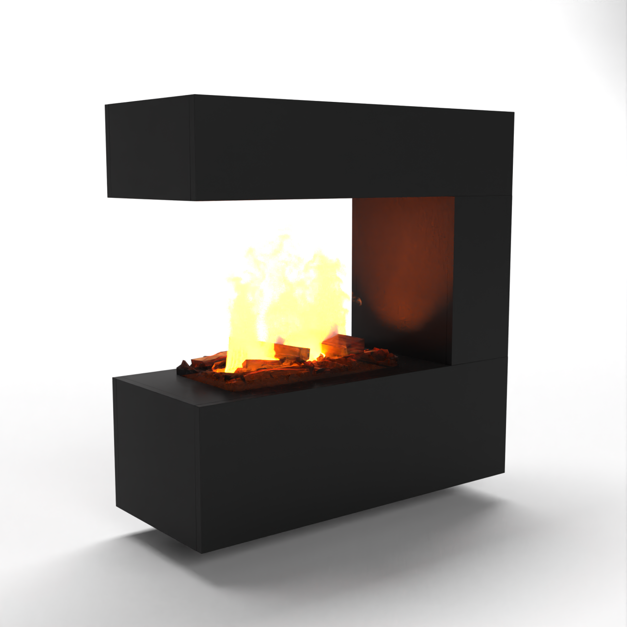 Glow Fire Schiller Hängekamin Schwarz Elektrokamin mit Wasserdampf