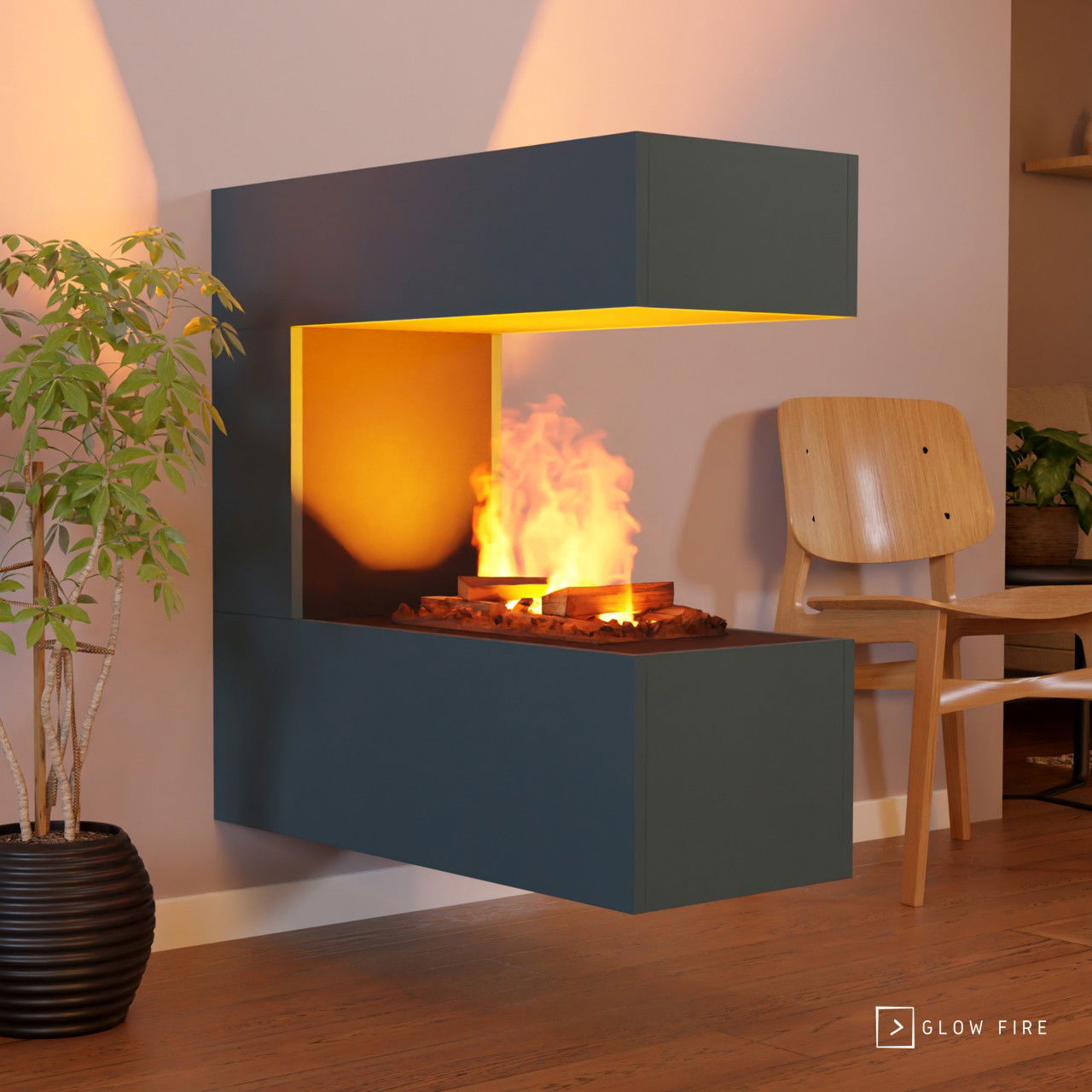 Glow Fire Schiller Wall Multicolor Elektrokamin mit Wasserdampf