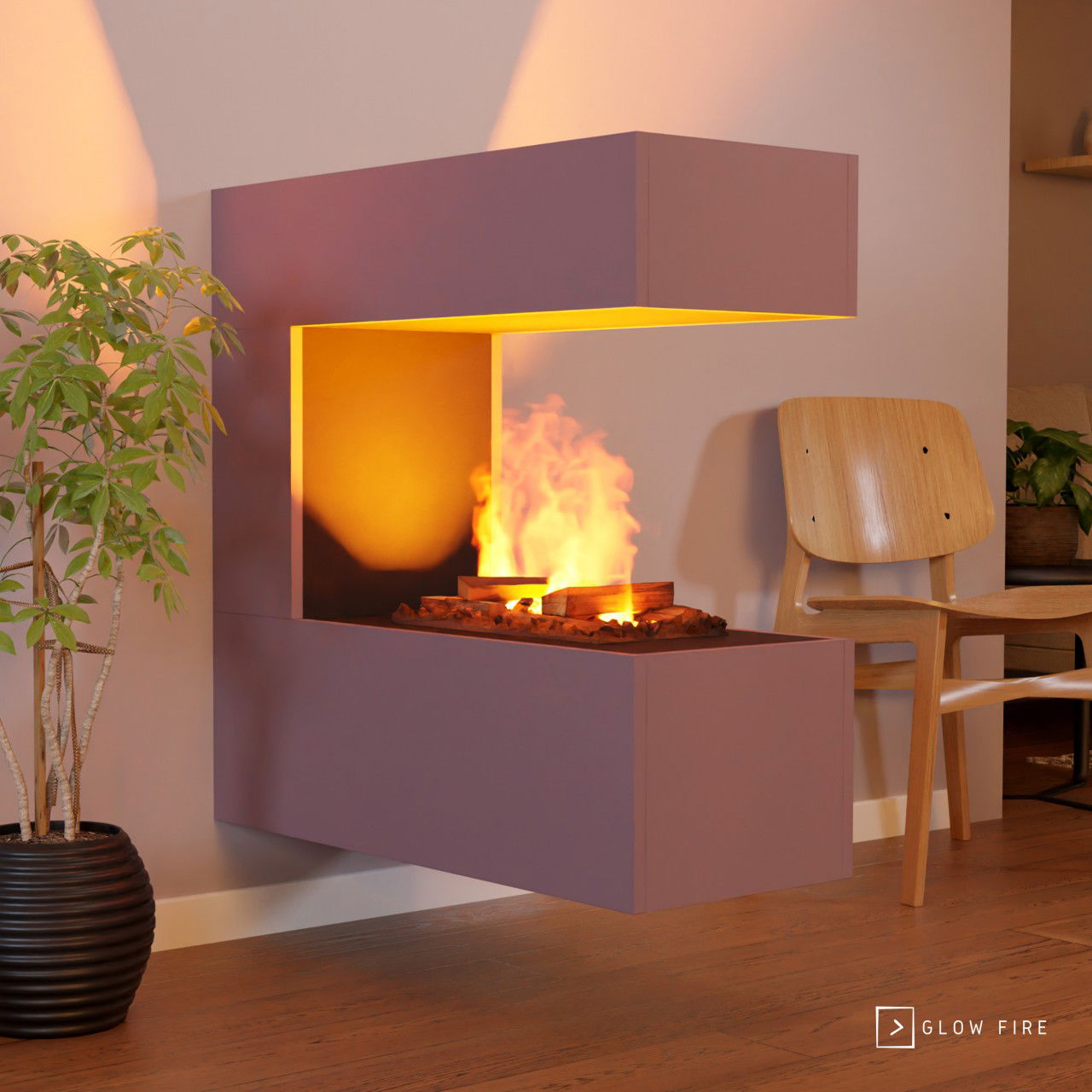 Glow Fire Schiller Wall Multicolor Elektrokamin mit Wasserdampf