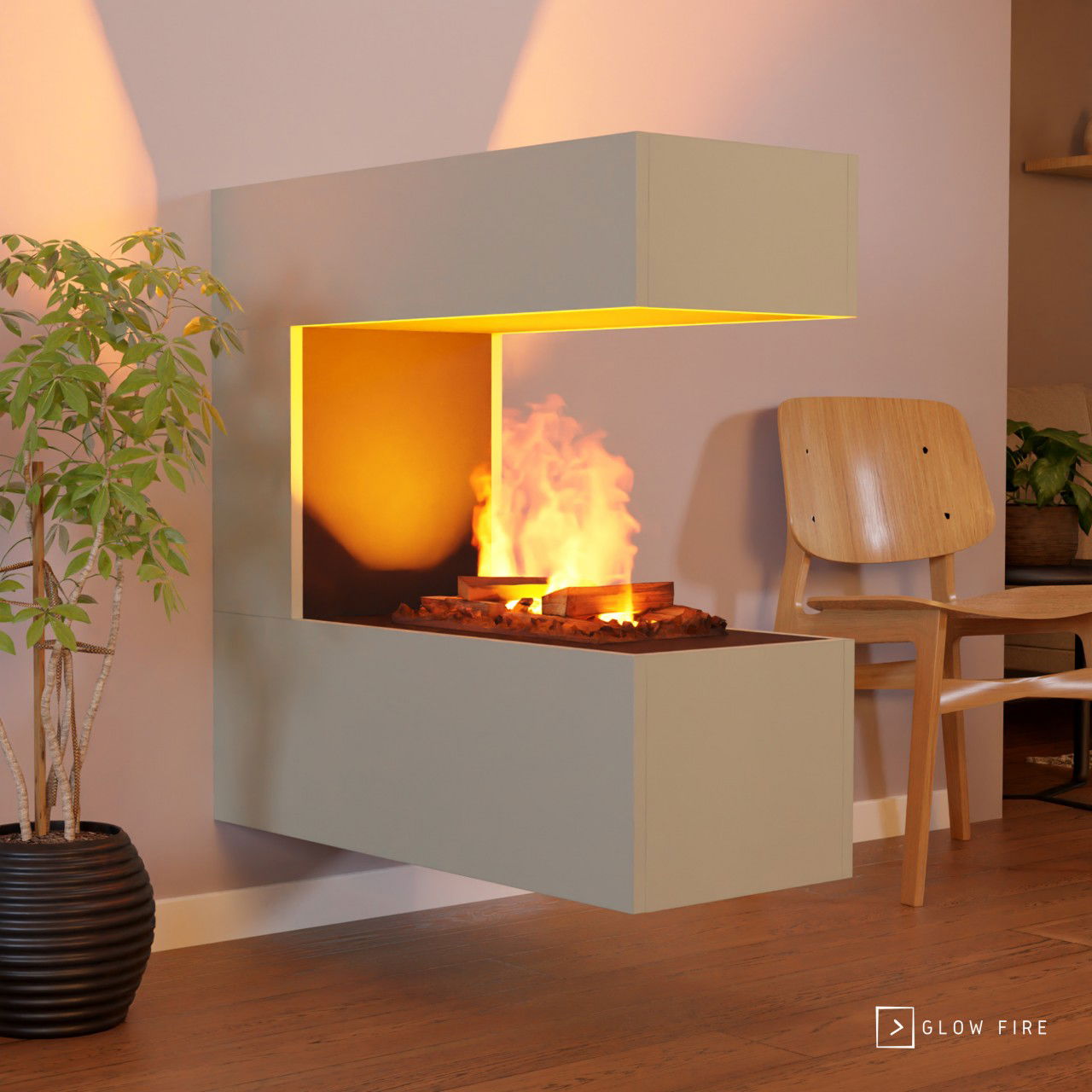 Glow Fire Schiller Wall Multicolor Elektrokamin mit Wasserdampf