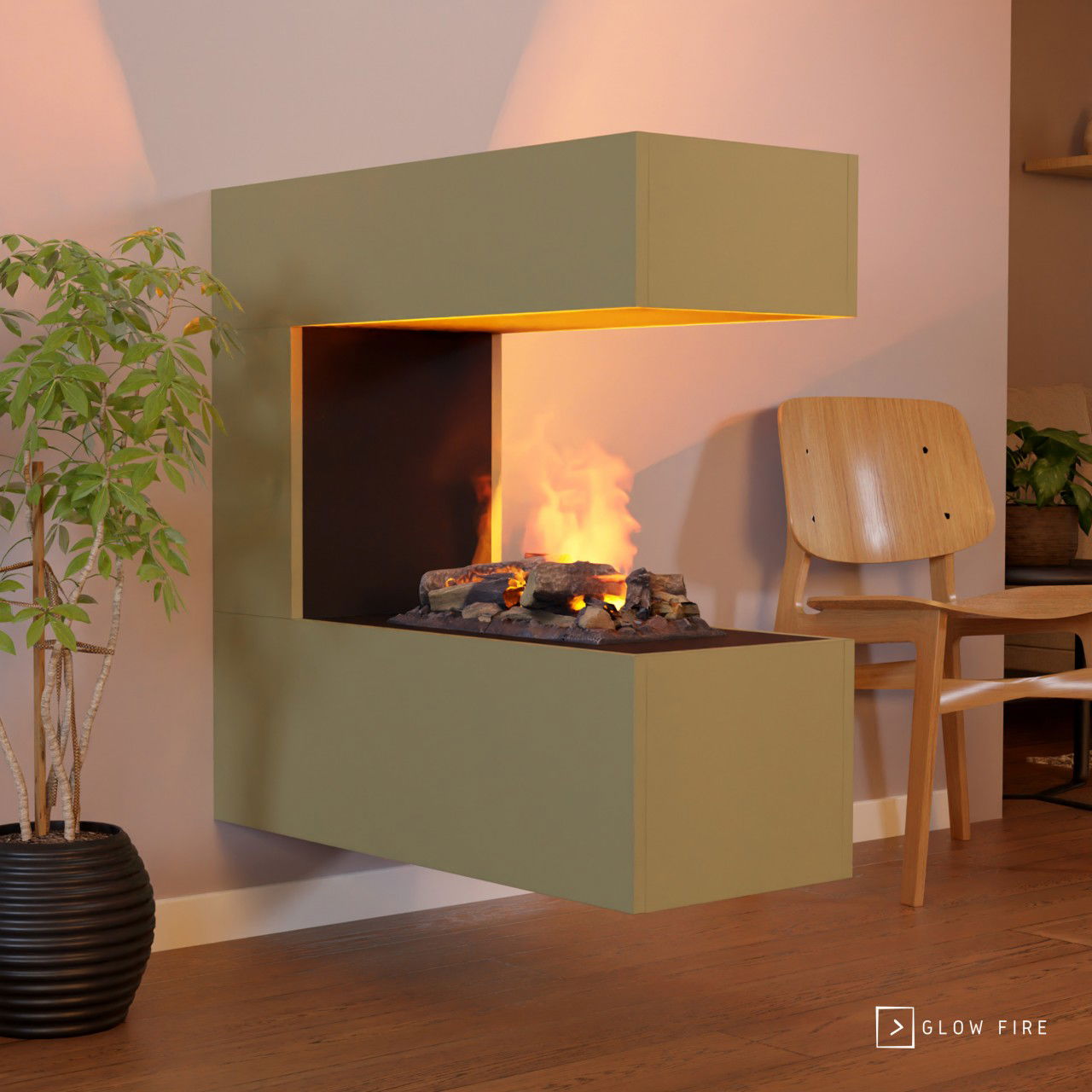 Glow Fire Schiller Wall Multicolor Elektrokamin mit Wasserdampf