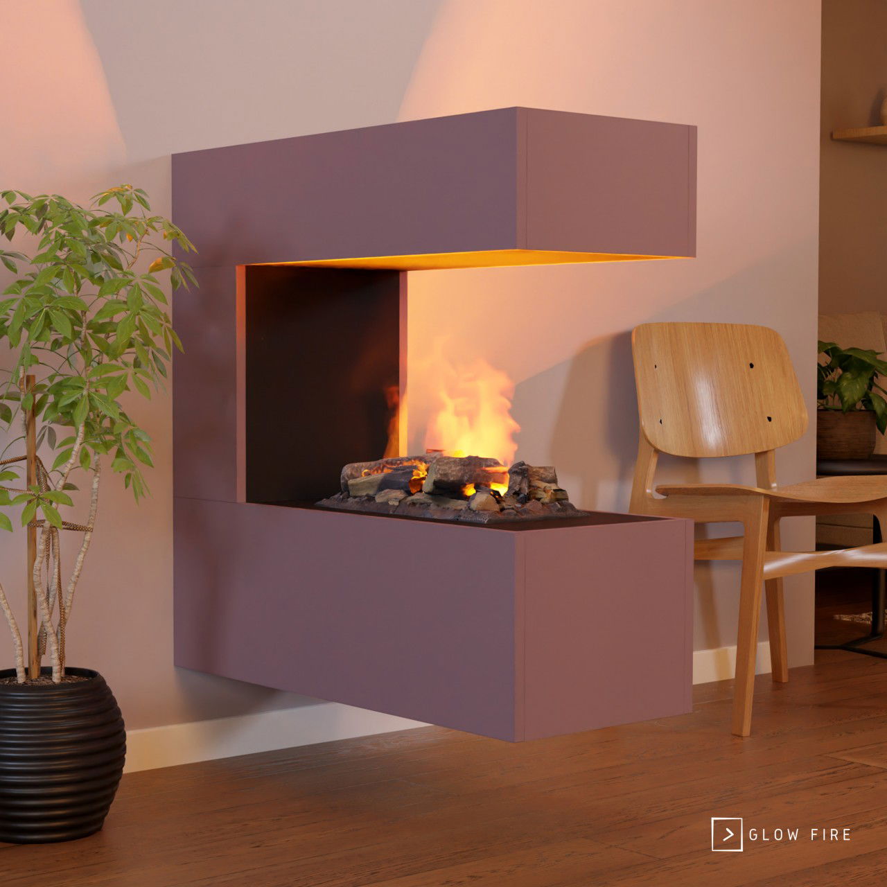 Glow Fire Schiller Wall Multicolor Elektrokamin mit Wasserdampf