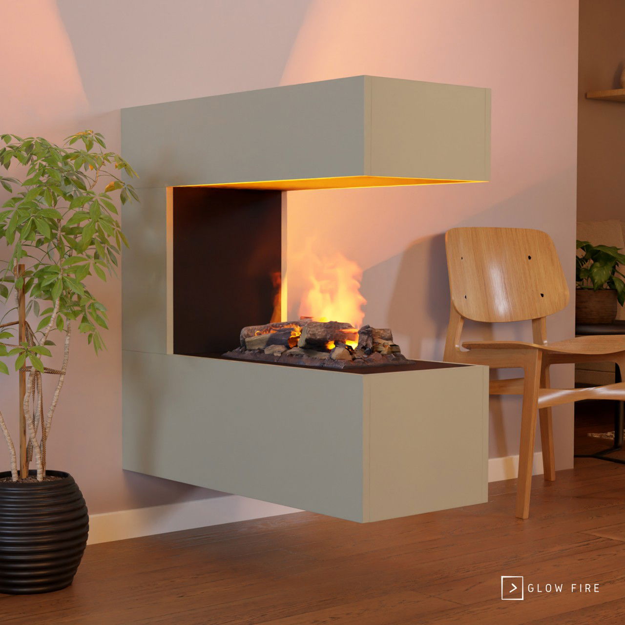 Glow Fire Schiller Wall Multicolor Elektrokamin mit Wasserdampf
