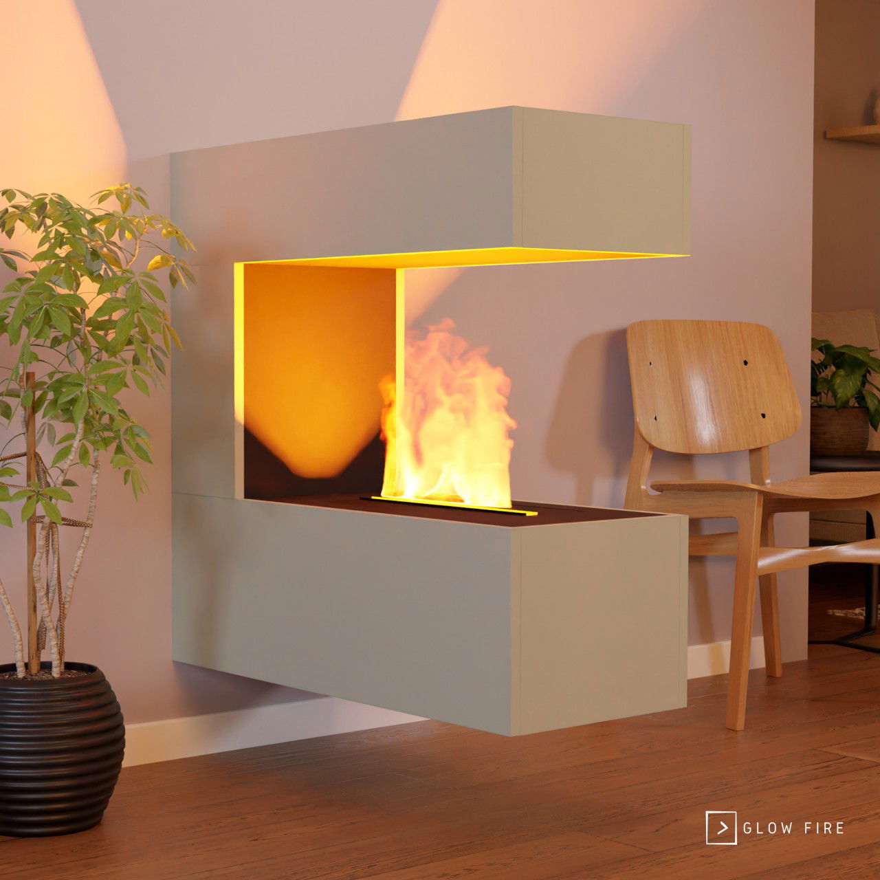 Glow Fire Schiller Wall Multicolor Elektrokamin mit Wasserdampf