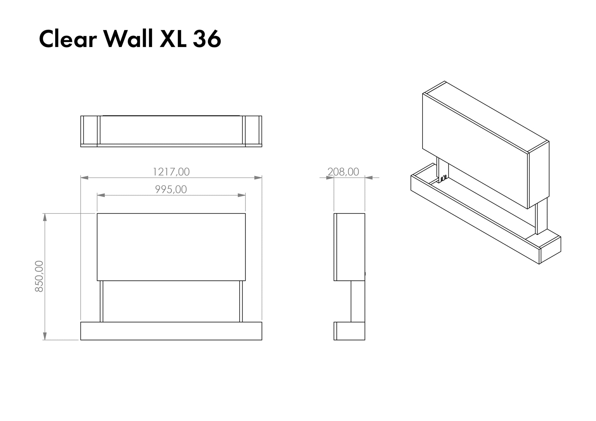 Glow Fire Clear Wall XL Cheminée électrique murale