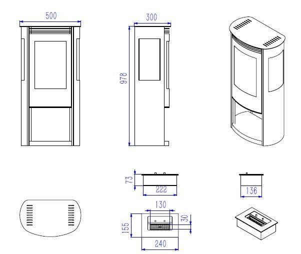 Glow Fire Göteborg Weiss Ethanol Kamin Weiß