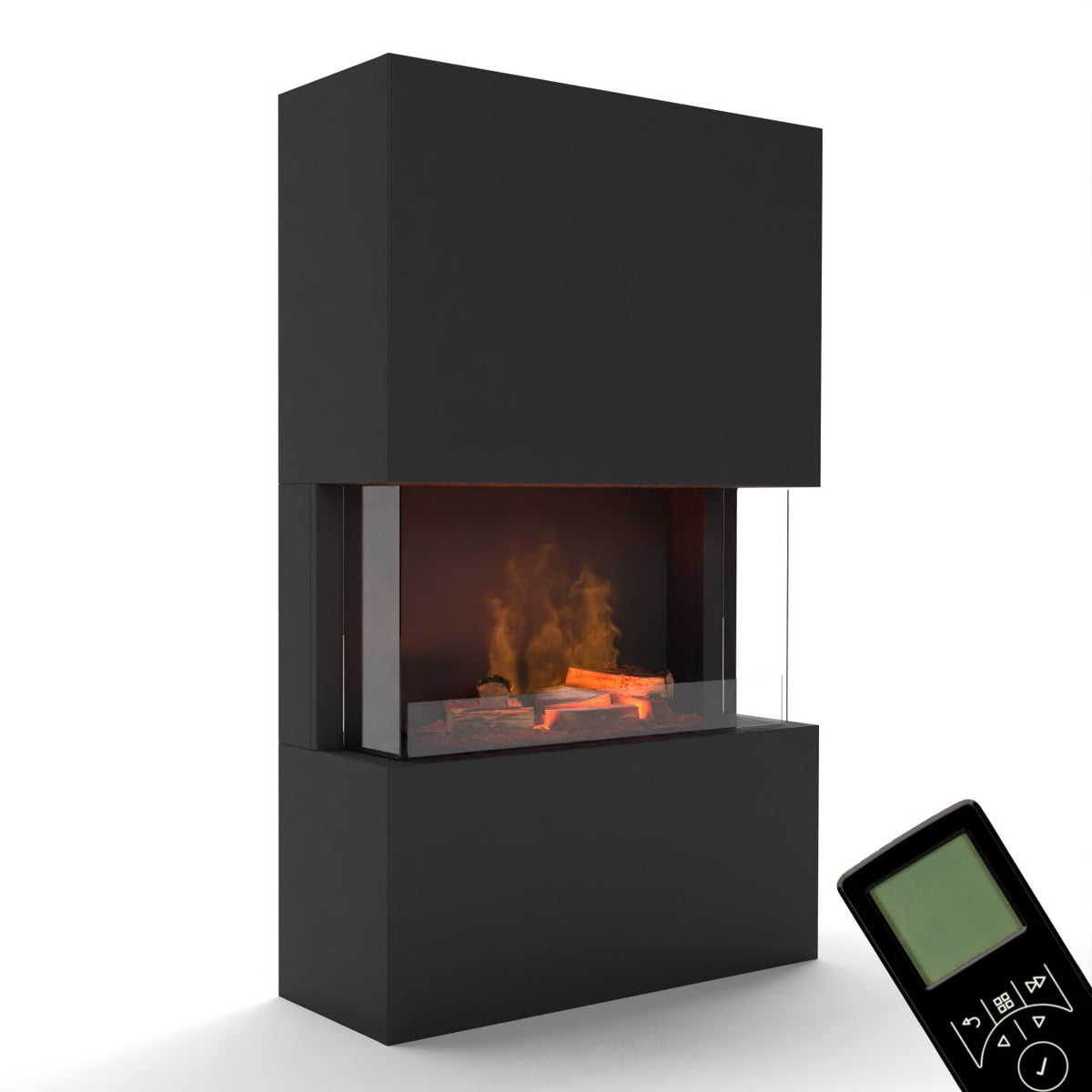 Glow Fire Tucholsky 3-sided Schwarz Elektrokamin mit Wasserdampf