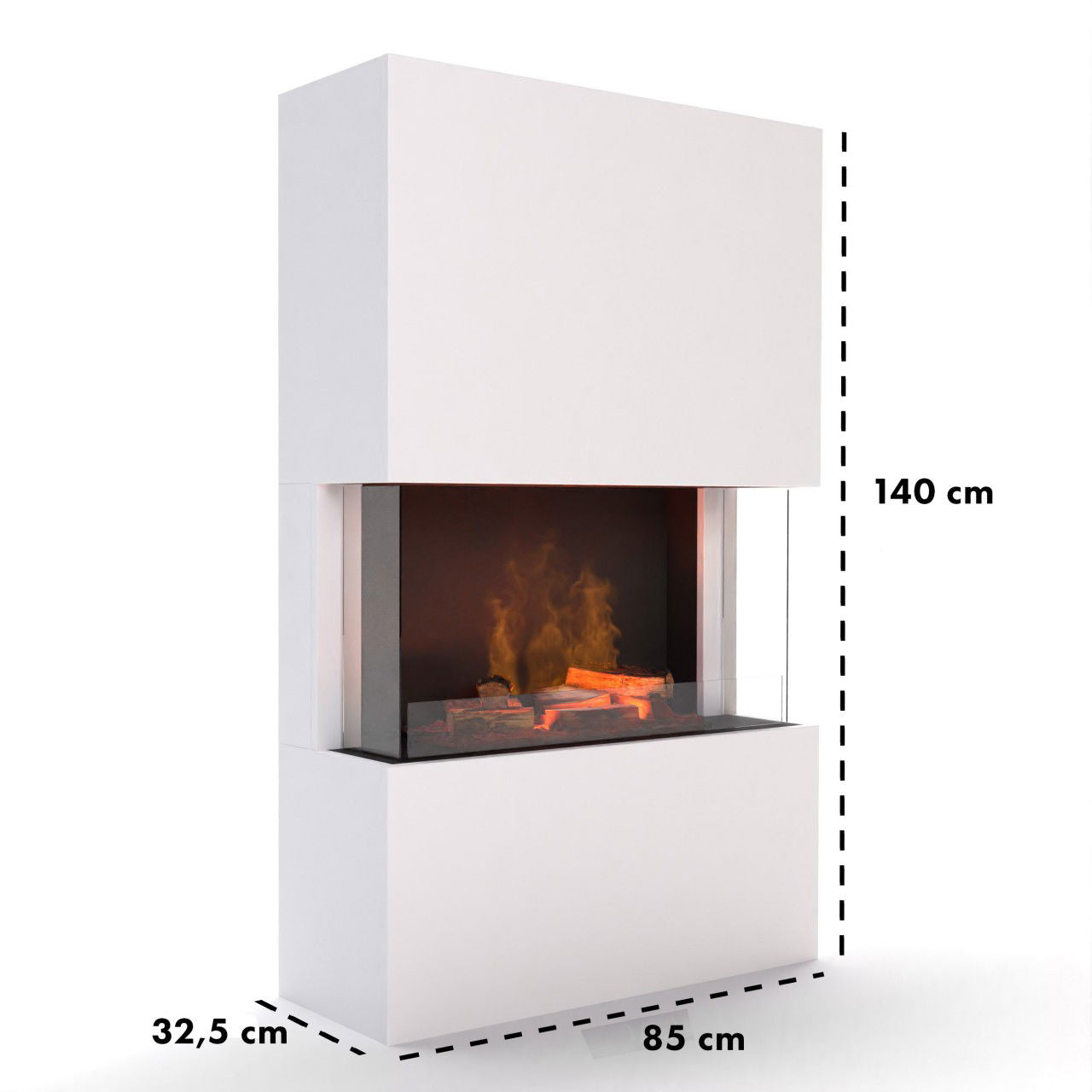 Glow Fire Tucholsky 3-sided Beton Elektrokamin mit Wasserdampf
