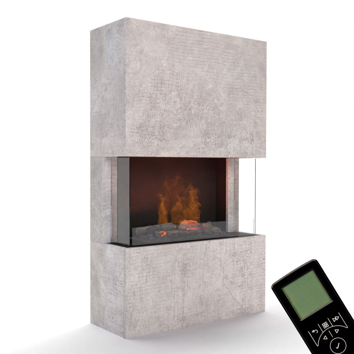 Glow Fire Tucholsky 3-sided Beton Elektrokamin mit Wasserdampf