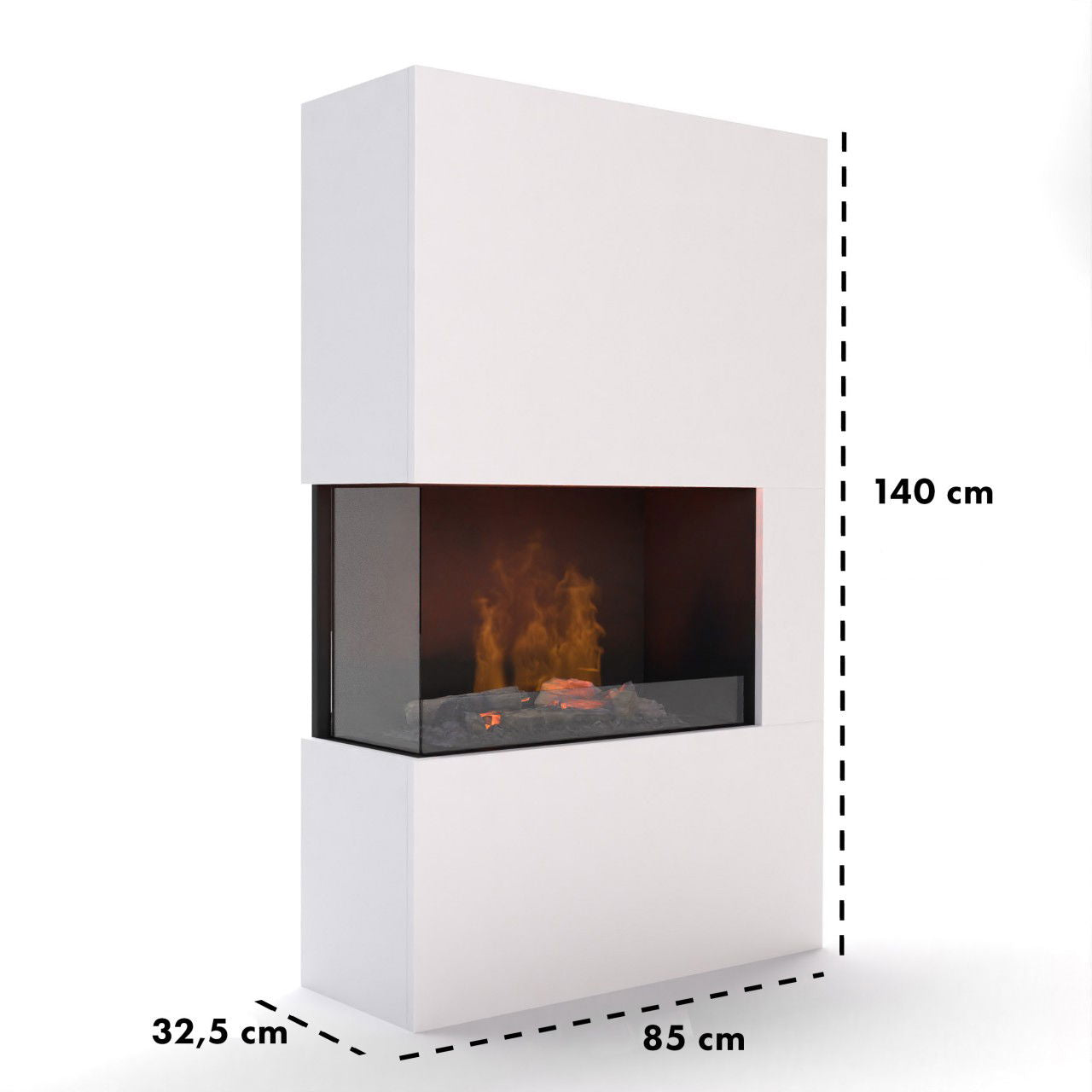 Glow Fire Tucholsky Right Corner Weiß Elektrokamin mit Wasserdampf