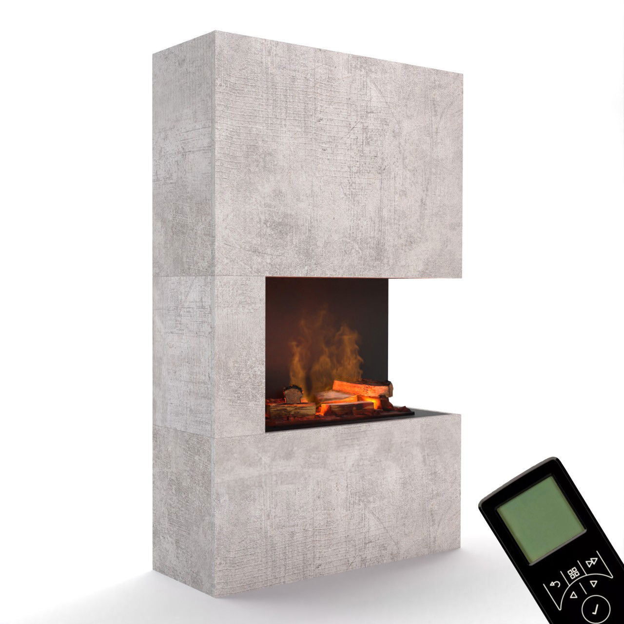 Glow Fire Tucholsky Right Corner Beton Elektrokamin mit Wasserdampf