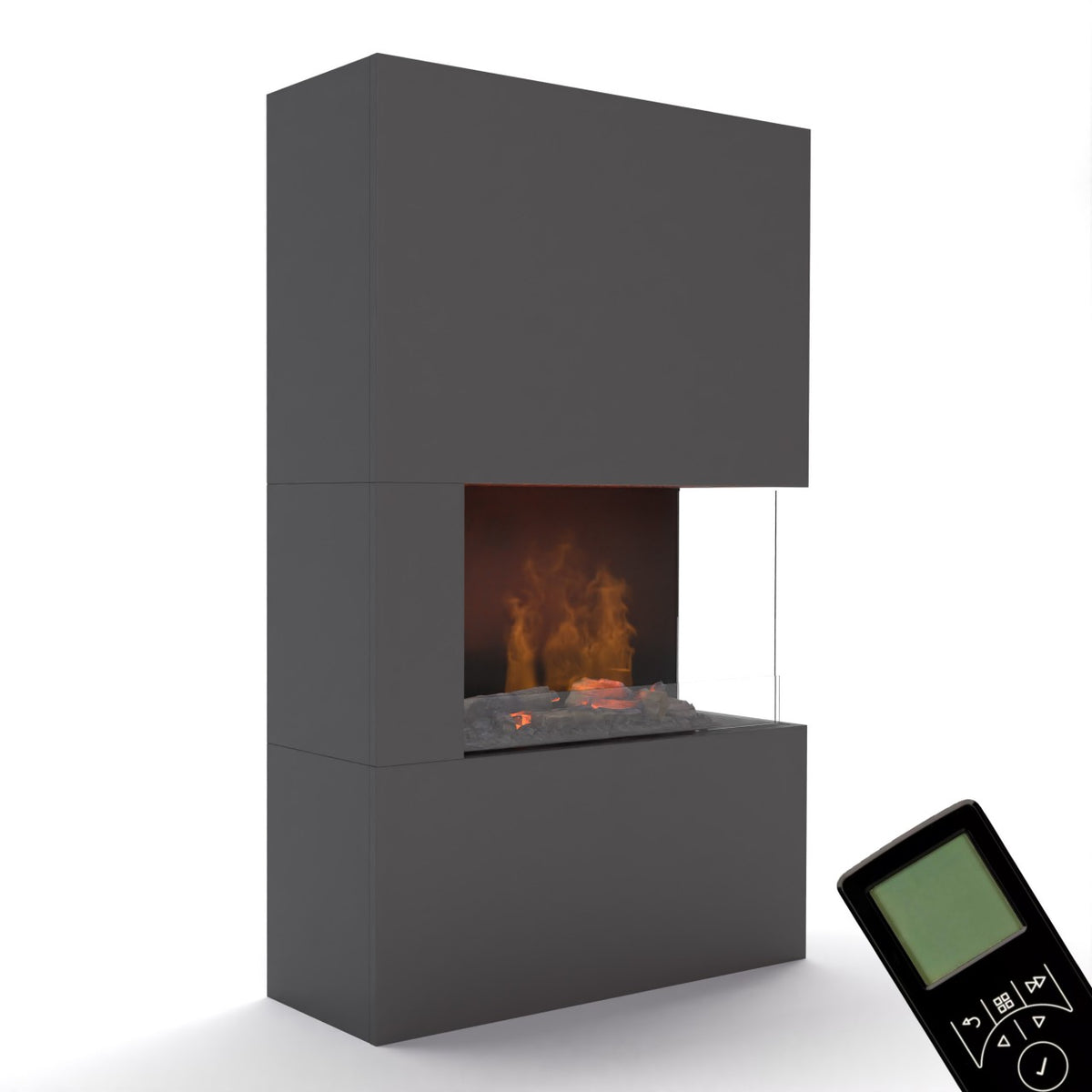 Glow Fire Tucholsky Right Corner Grau Elektrokamin mit Wasserdampf