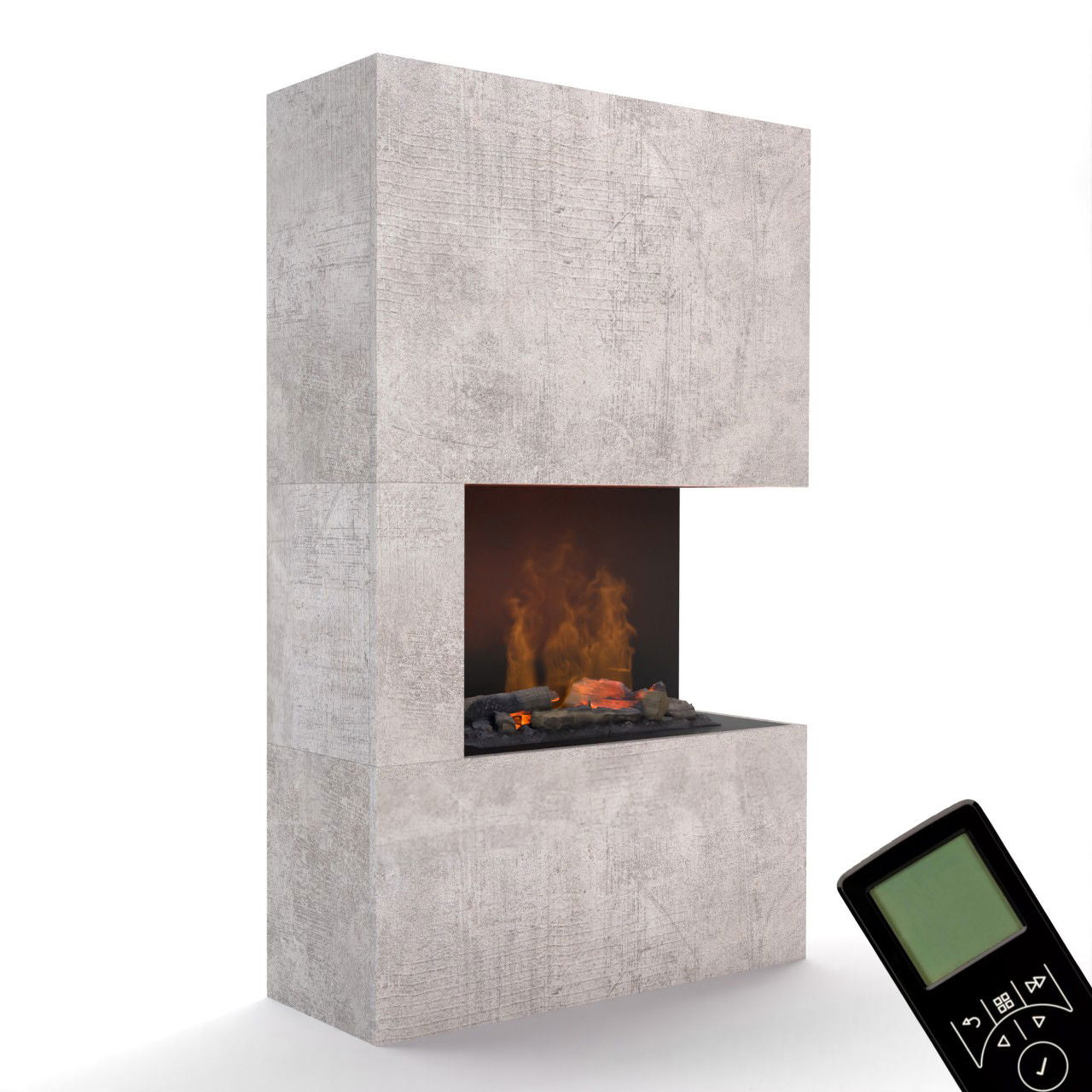 Glow Fire Tucholsky Right Corner Beton Elektrokamin mit Wasserdampf