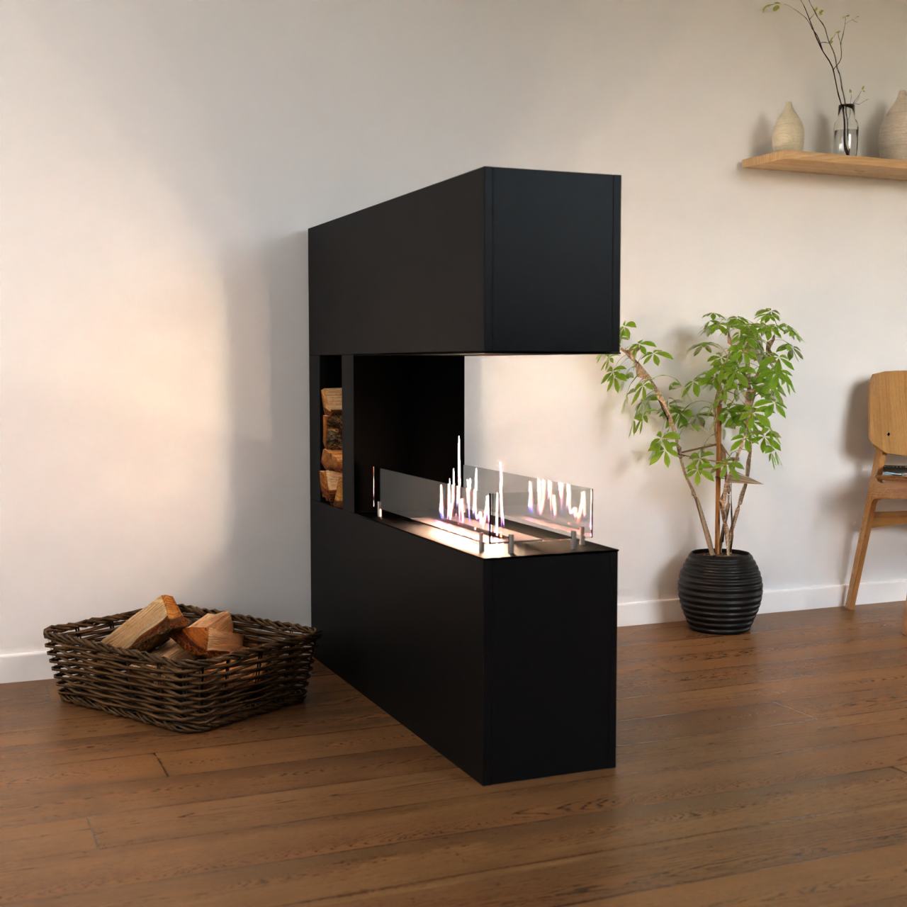 Glow Fire Vestland Ethanol Kamin Schwarz