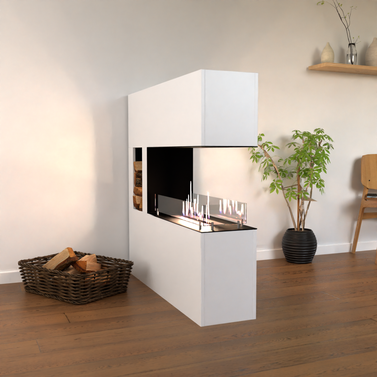 Glow Fire Vestland Ethanol Kamin Weiß