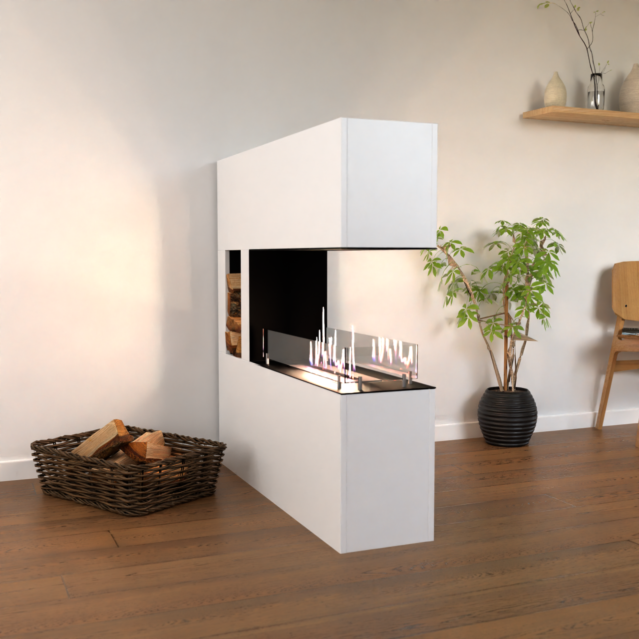 Glow Fire Vestland Ethanol Kamin Weiß