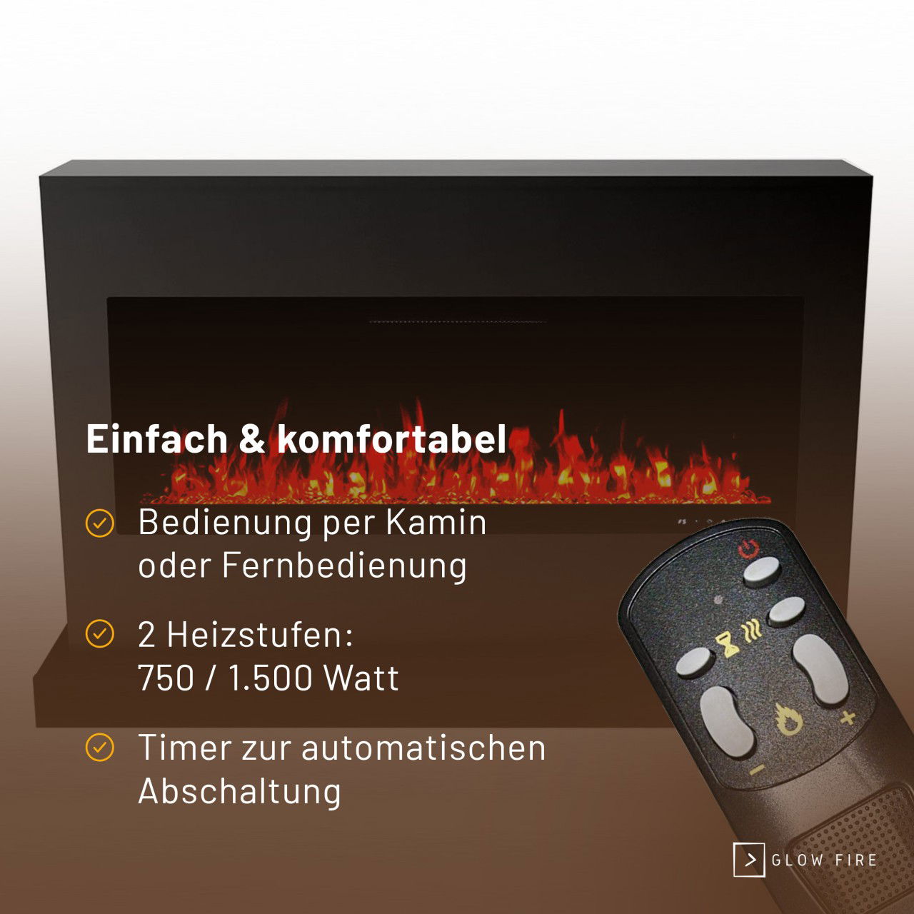 Glow Fire Zeus Schwarz Elektrokamin