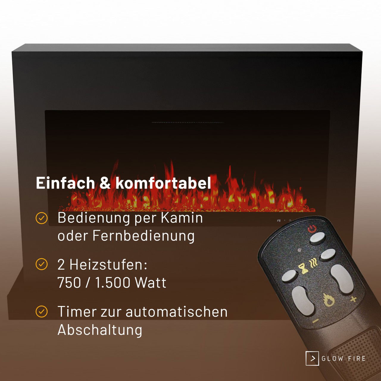 Glow Fire Zeus Schwarz Elektrokamin