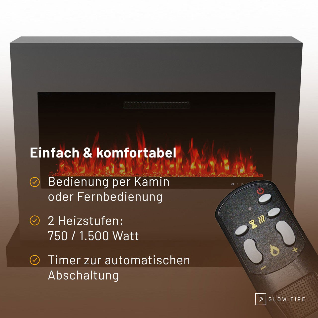 Glow Fire Zeus Grau Elektrokamin