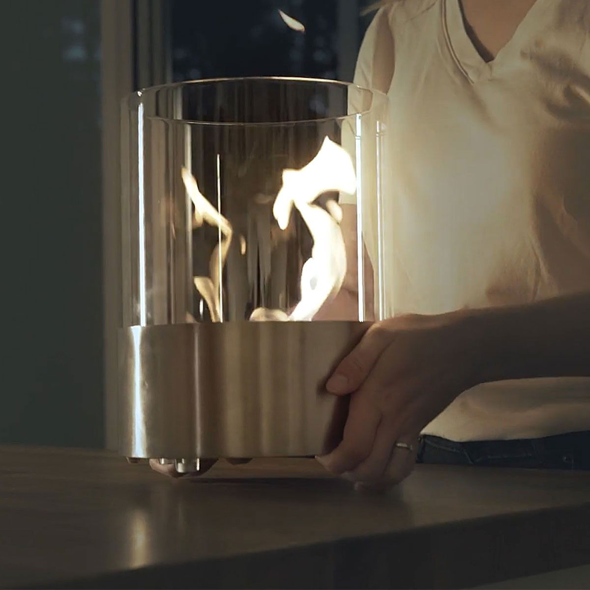 Glow Fire Emma Ethanol Kamin Silber