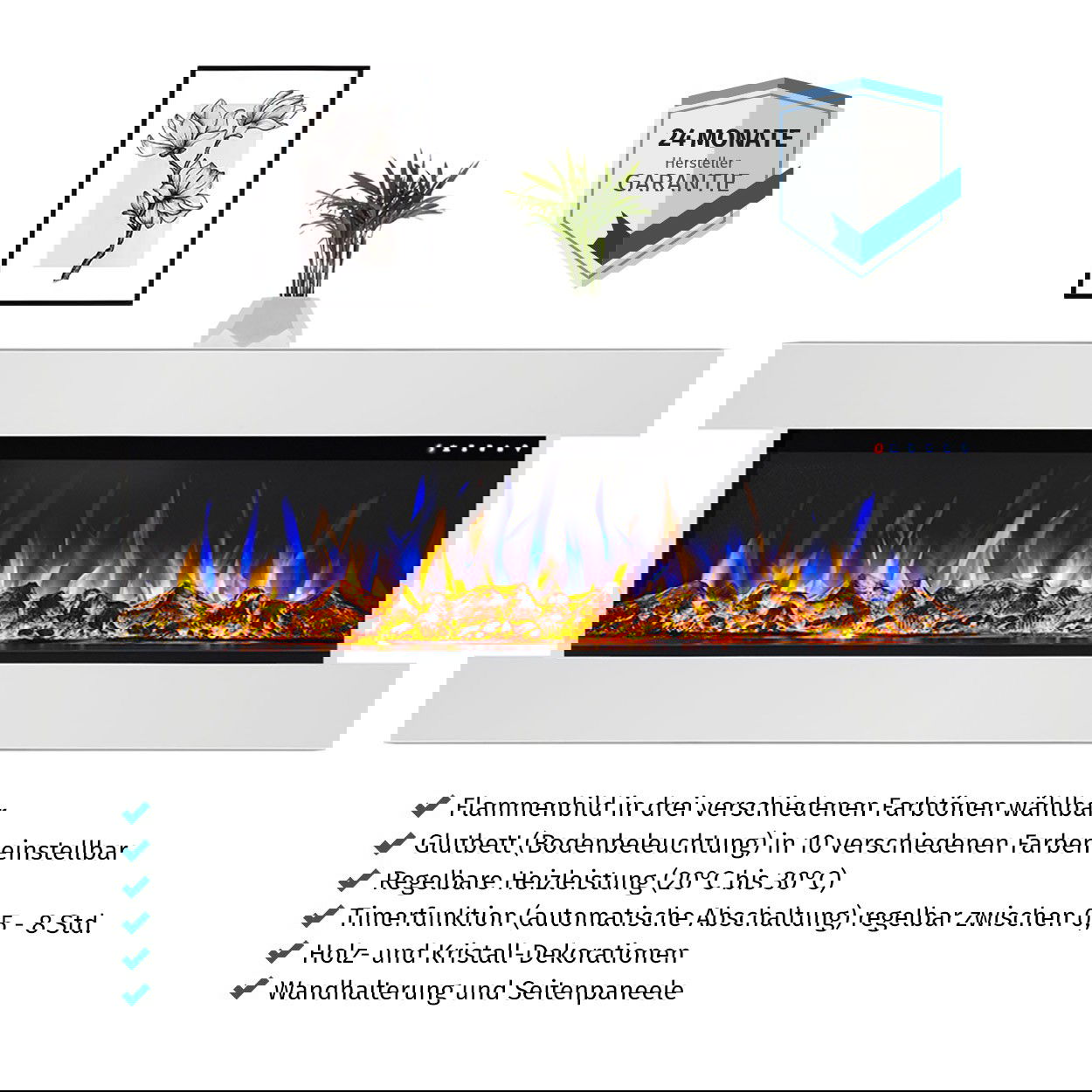 Glow Fire Insert 36 Clear Weiß Elektrokamin