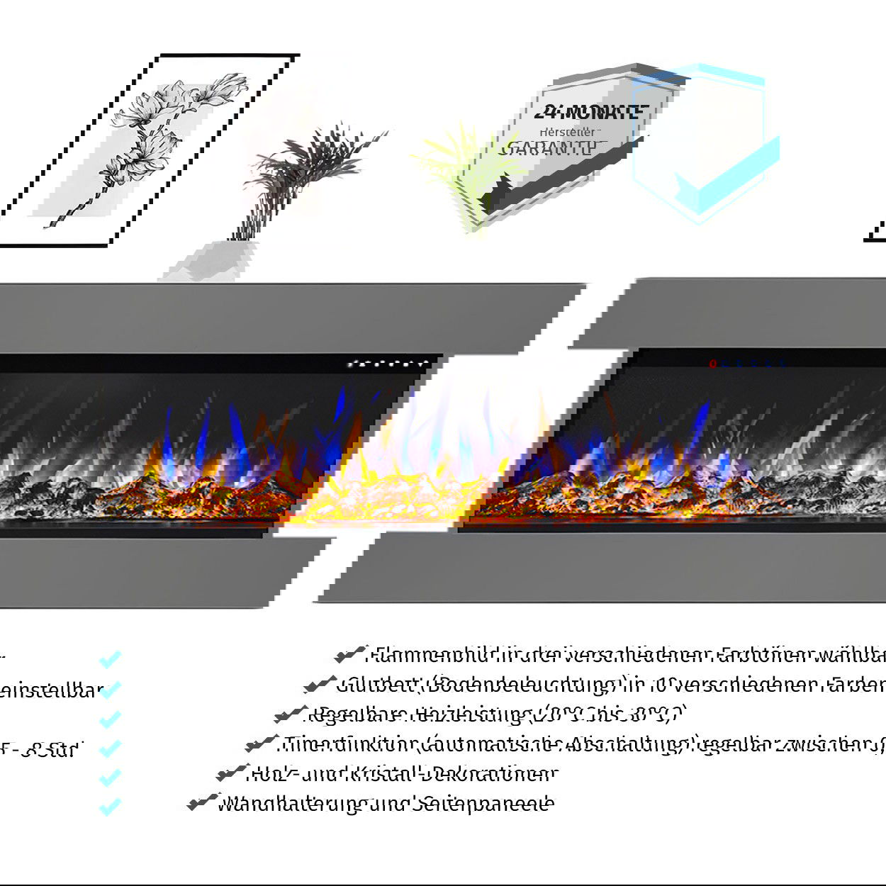Glow Fire Insert 36 Clear Grau Elektrokamin
