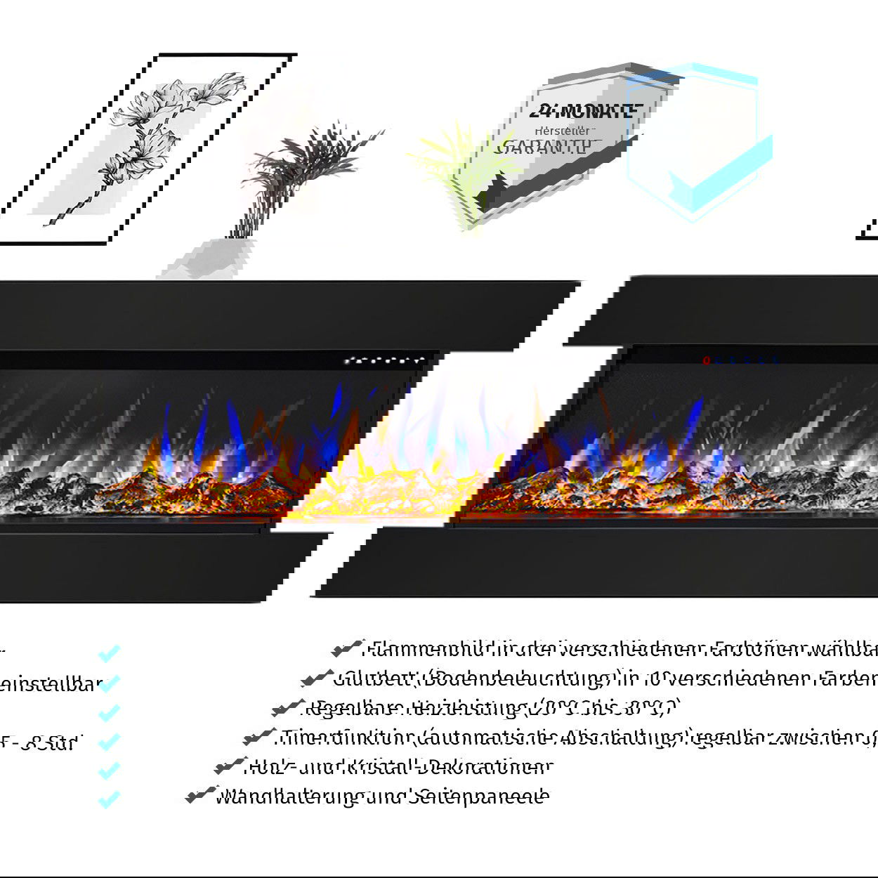 Glow Fire Insert 36 Clear Schwarz Elektrokamin